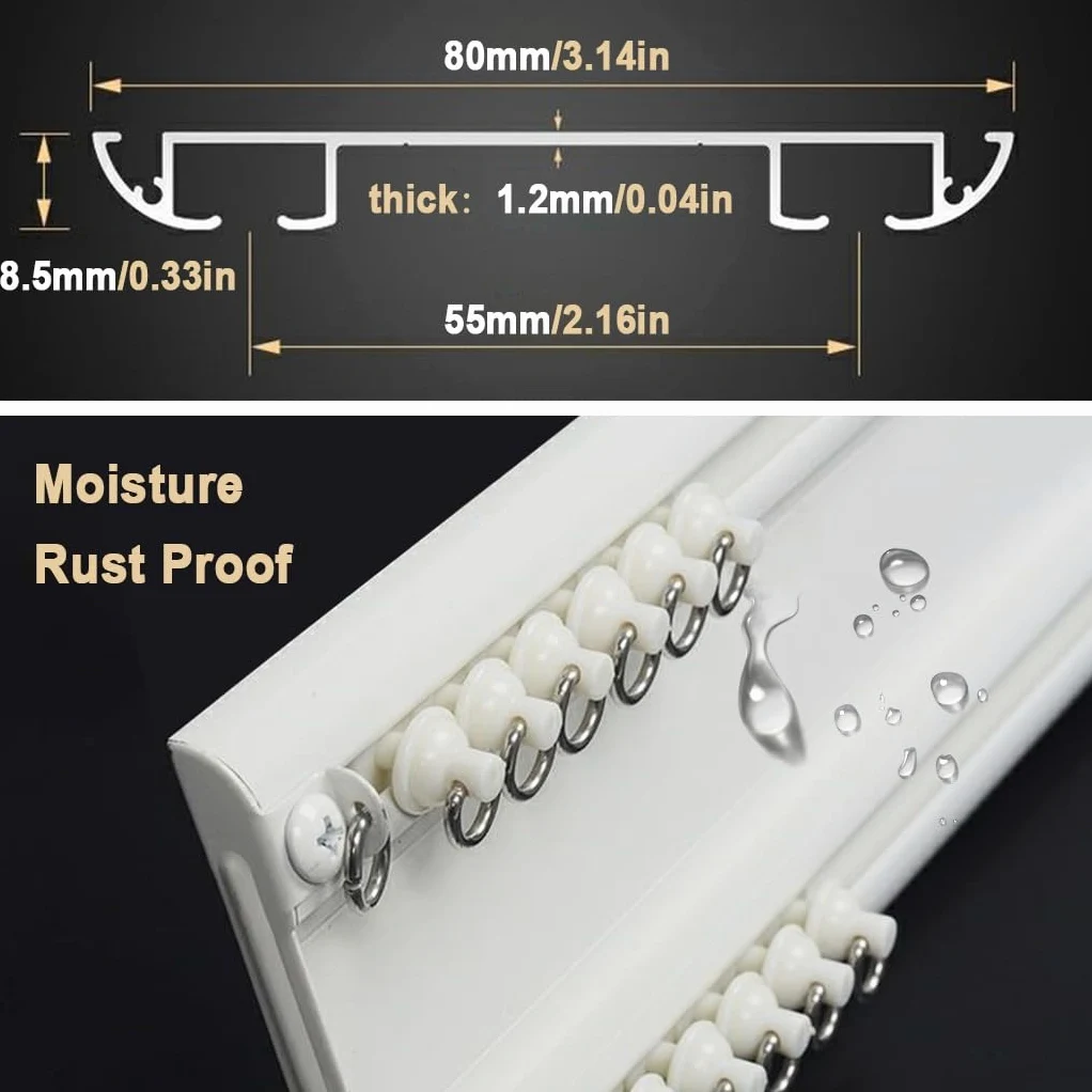 Rail De Rideau Double Pour Fenêtre, Rail Rideaux Plafond Longueur De 50 À 600 Cm, Rail De Plafond En Aluminium Métal Blanc Pour Diviseur De Pièce(110cm/3.6ft)