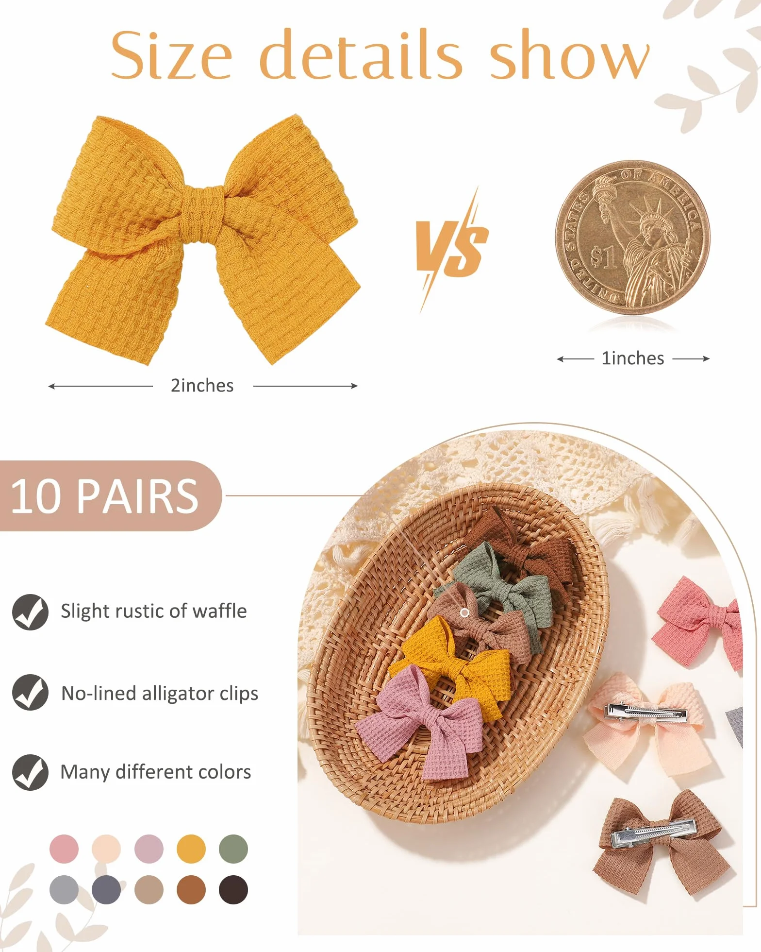 Jollybows 20 Pièces Barrette Cheveux Fille, Pince Crocodile Accessoires Enfant 5 cm