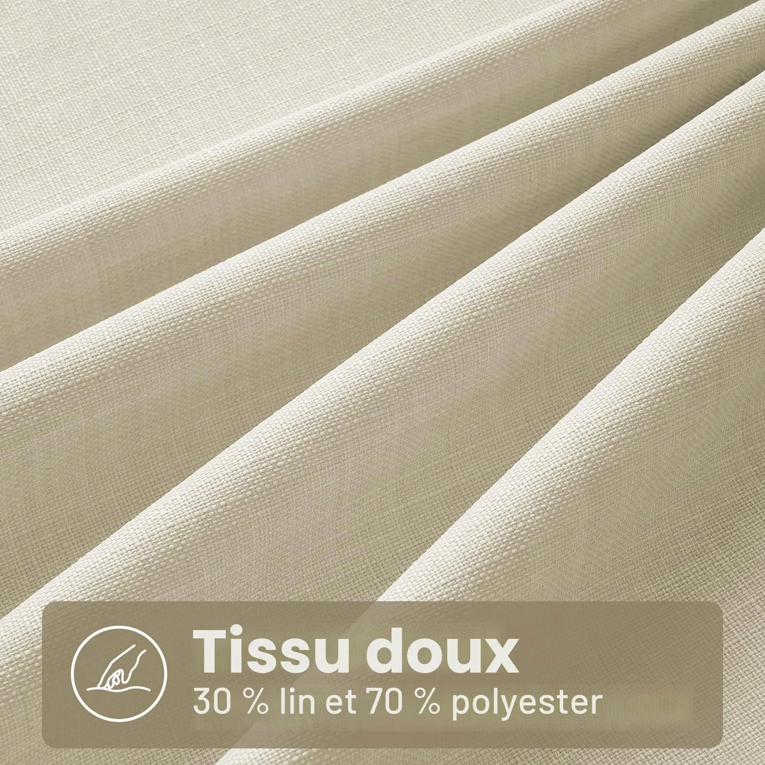 CUTEWIND Rideaux Salon Moderne Rideau Voilage Lin Naturel Semi-Transparent Beige à Oeillets 300x240 cm, Rideaux Voilages Intérieurs pour Chambre Baie Vitrée Bureau Porte Fenetre, 1 Pièce