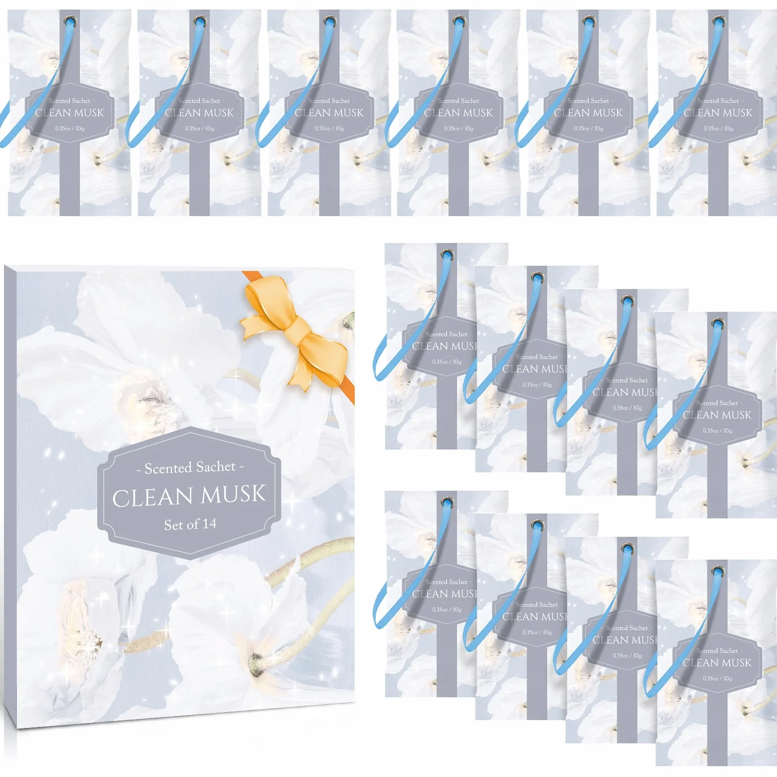 Sachet Parfumé Armoire Musc Propre 14 Sachets pour Armoire et Linge