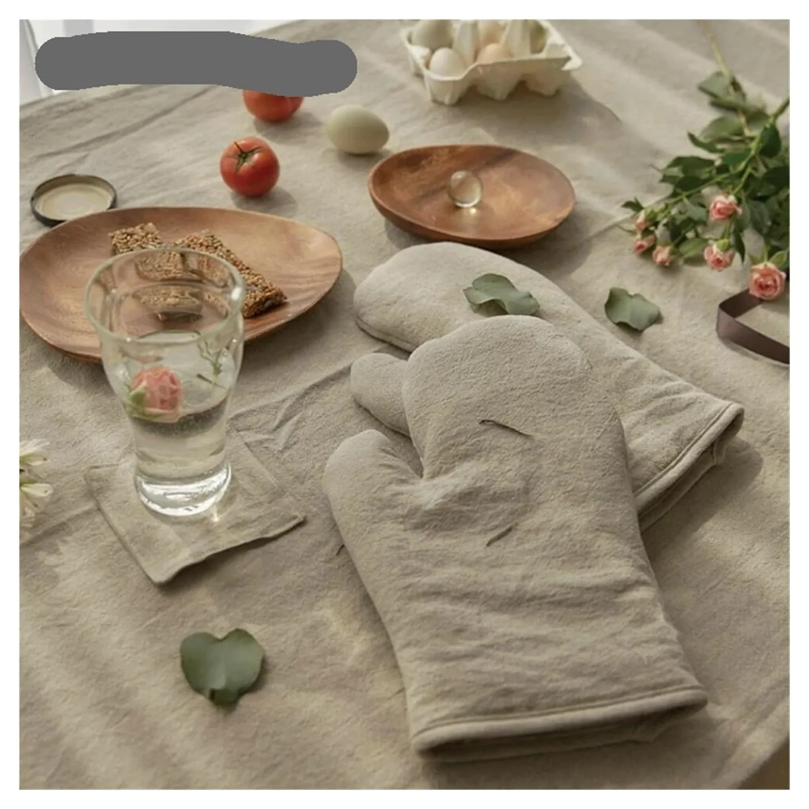 MRKU Gants de Cuisine résistants à la Chaleur, en Coton et Lin, isolants et épais, Parfaits pour la Cuisine, Le Camping et Les activités de Plein air.