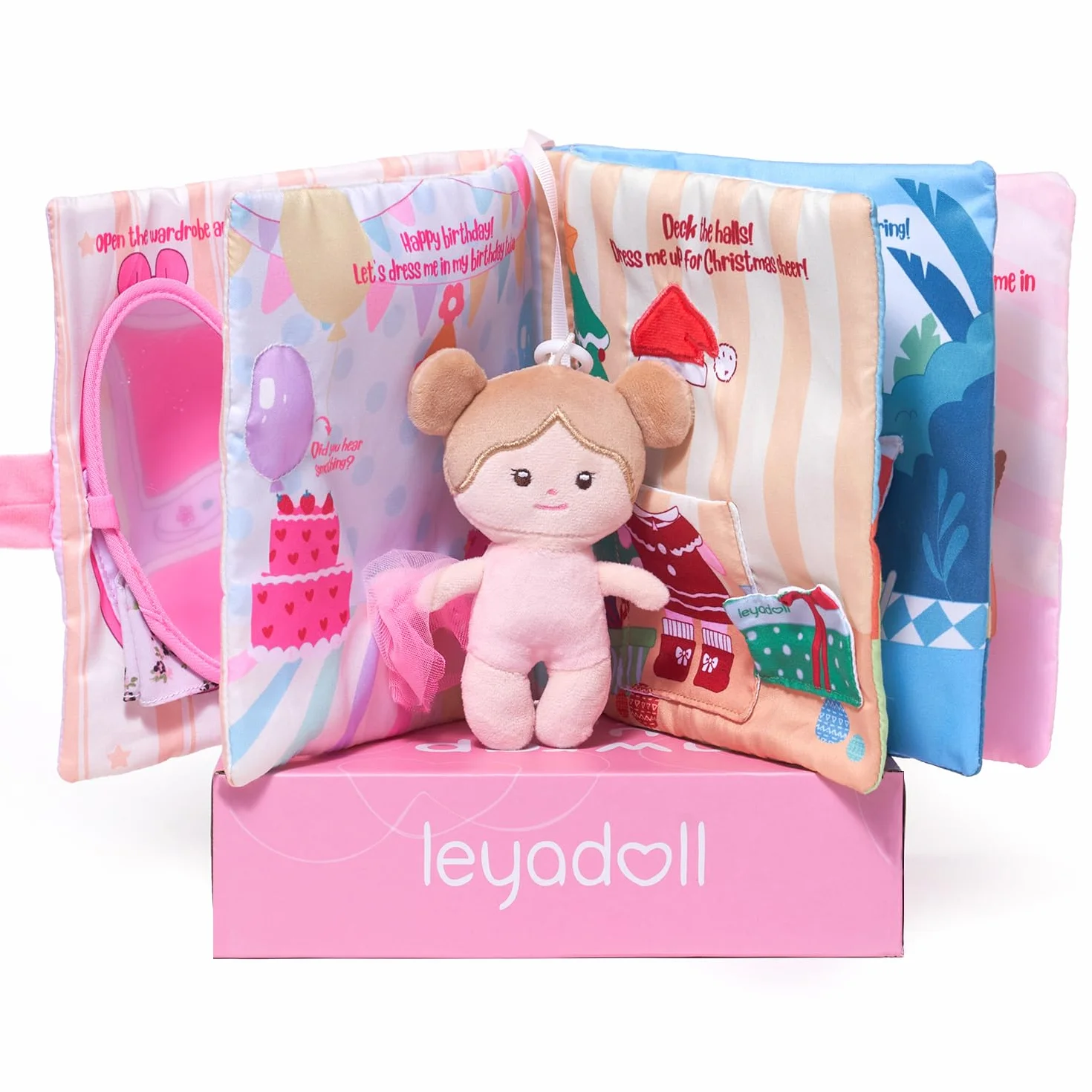LeyaDoll Livre en Tissu Interactif Sensoriel, Livre d'Activités Éducatif Silencieux pour Bébé 1-3 Ans