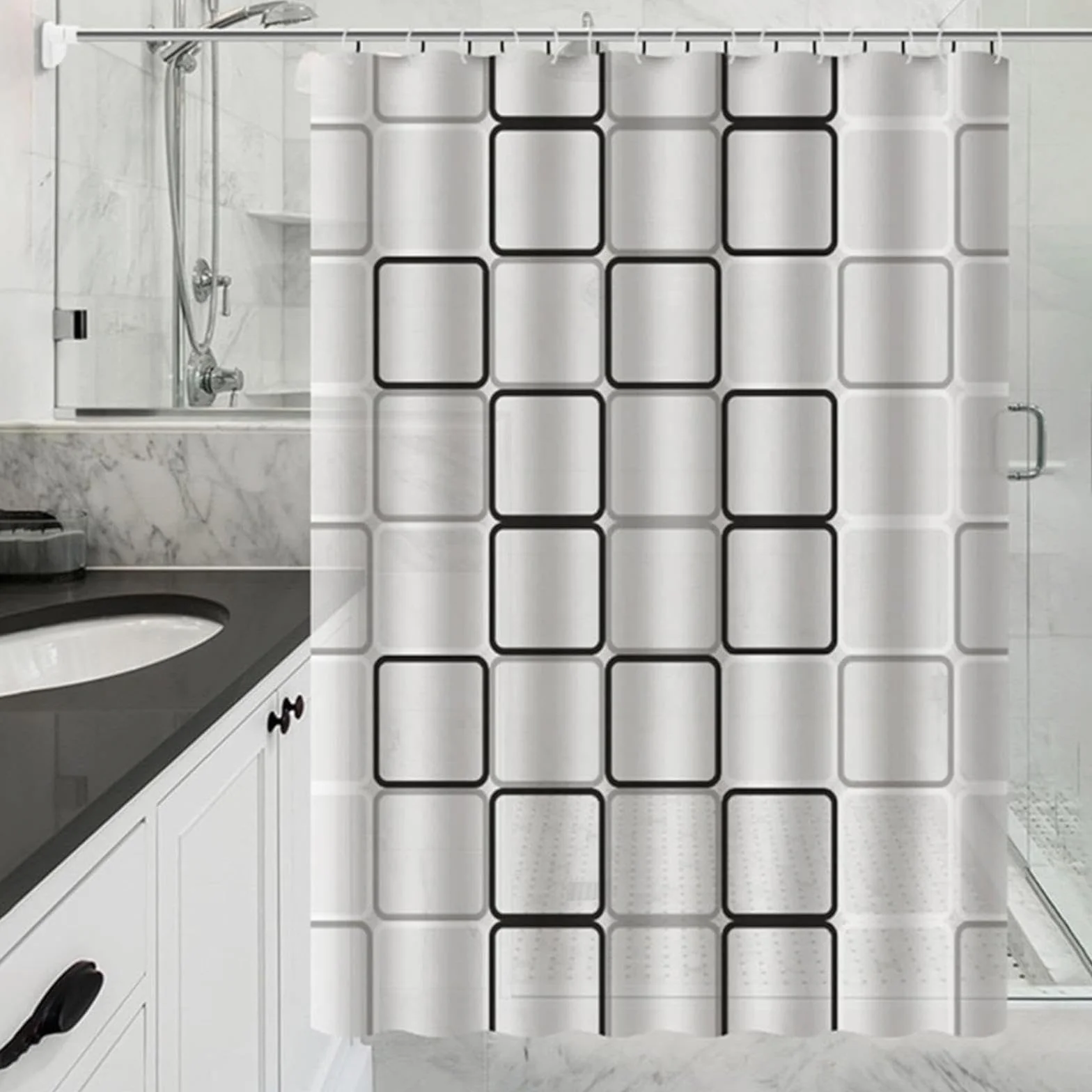 Rideau de douche résistant à la moisissure lavable et facile à nettoyer - 200 x 210 cm - En polyester - Design élégant - Pour salle de bain moderne