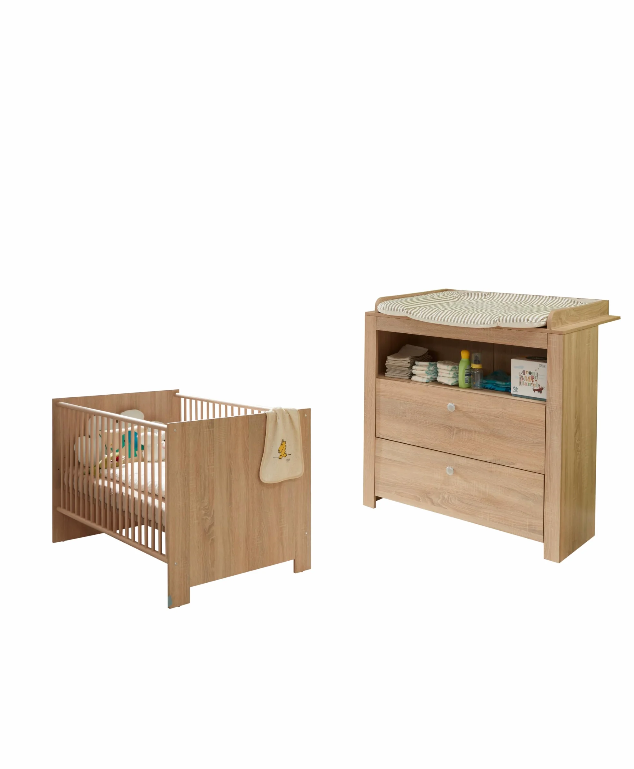 Trendteam Smart Living Olivia Mobilier de Chambre de bébé combiné 2 pièces Chêne Clair