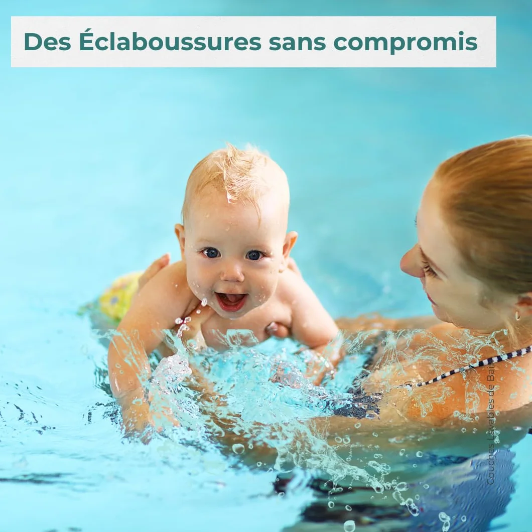 Couche Piscine Bébé Étanche Réglable Maillot de Bain Lavable Réutilisable Écologique Dauphin