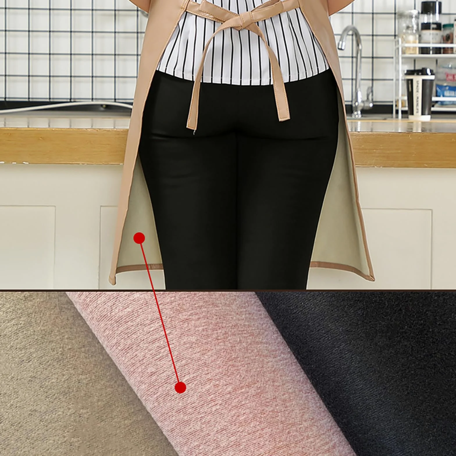 Tablier de cuisine en cuir imperméable avec poches pour la pâtisserie, la cuisine, la pâtisserie, le travail, le jardinage