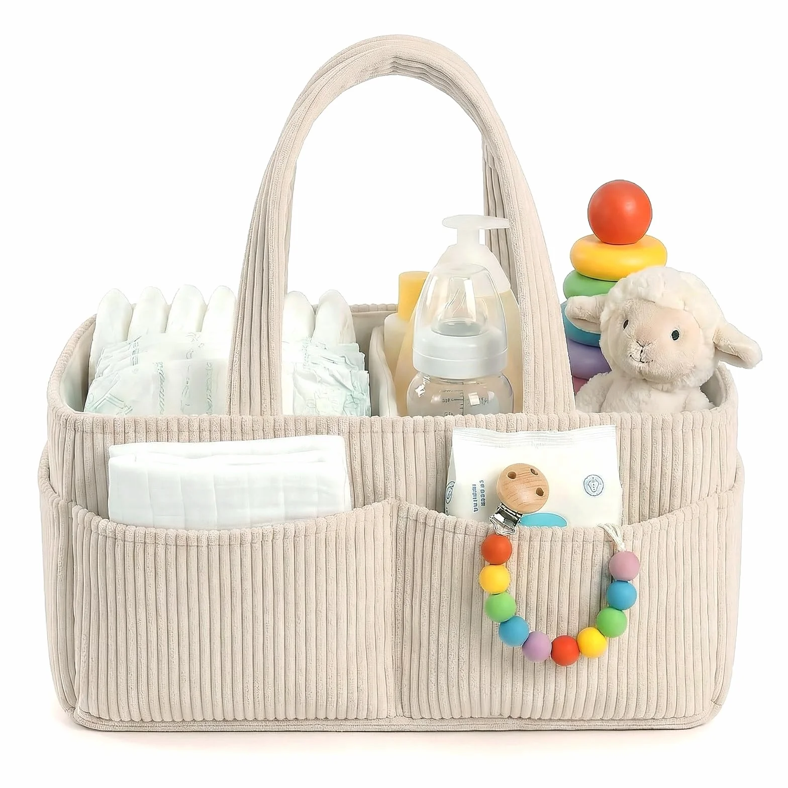 Panier Rangement Bébé Table à Langer Portable avec Compartiments Amovible et Poignées