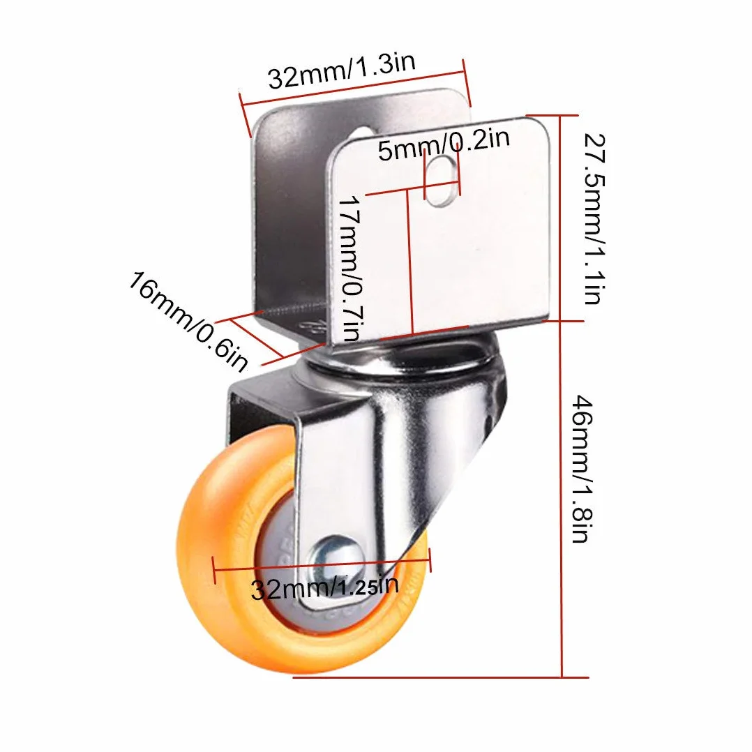 Roulettes pivotantes lourdes pour berceaux avec support en U, 32 mm, nylon, capacité de charge