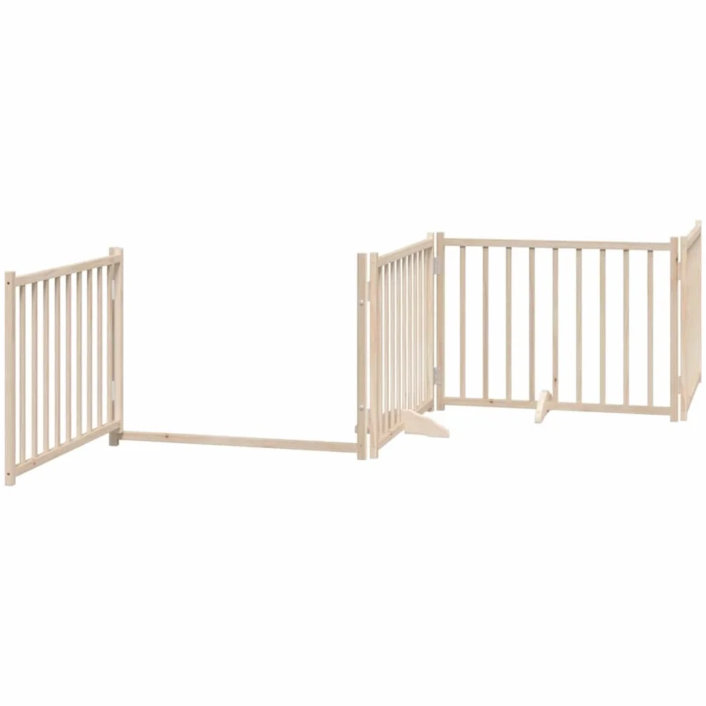 vidaXL Barrière pour Chiens avec Porte 4 Panneaux Bois de Sapin Massif