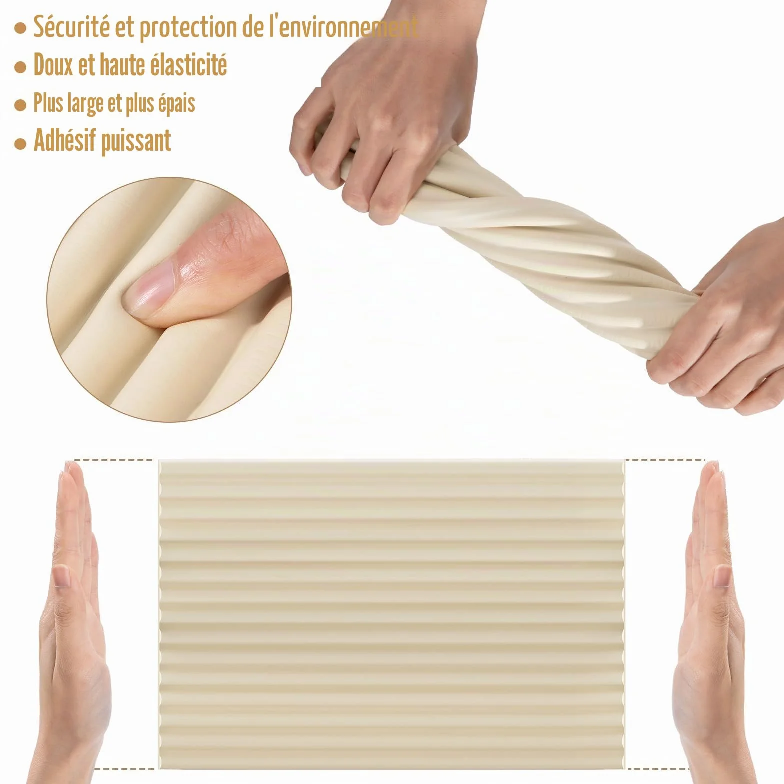 Protection d'Angles et Rebords pour Bébé Élastique 20cm Coussin Beige