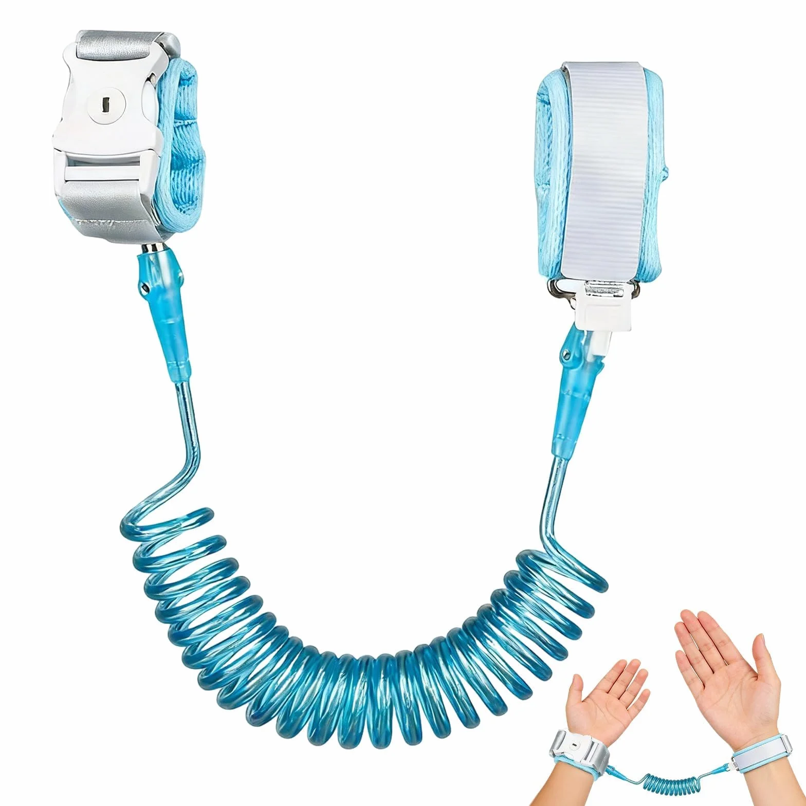 Harnais de Sécurité Enfant Anti-Perte 2.5M 360° Rotation Silicone Fluorescent Bracelet Serrure à clé