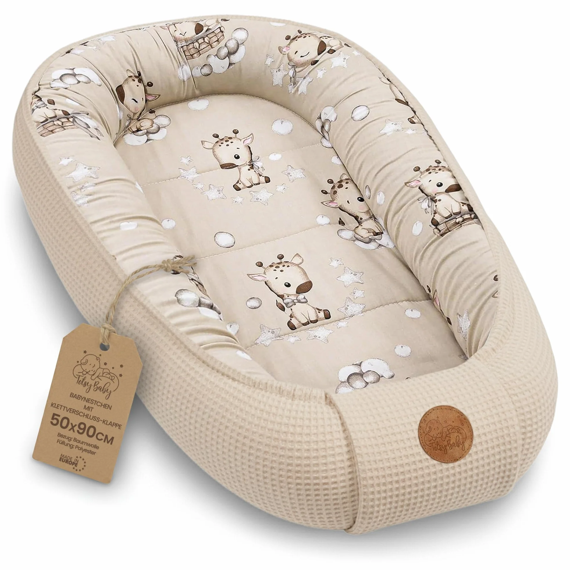 Totsy Baby Réducteur de Lit Bébé 50x90cm Cocon en Gaufre de Coton pour Couffin Nid d'ange Naissance