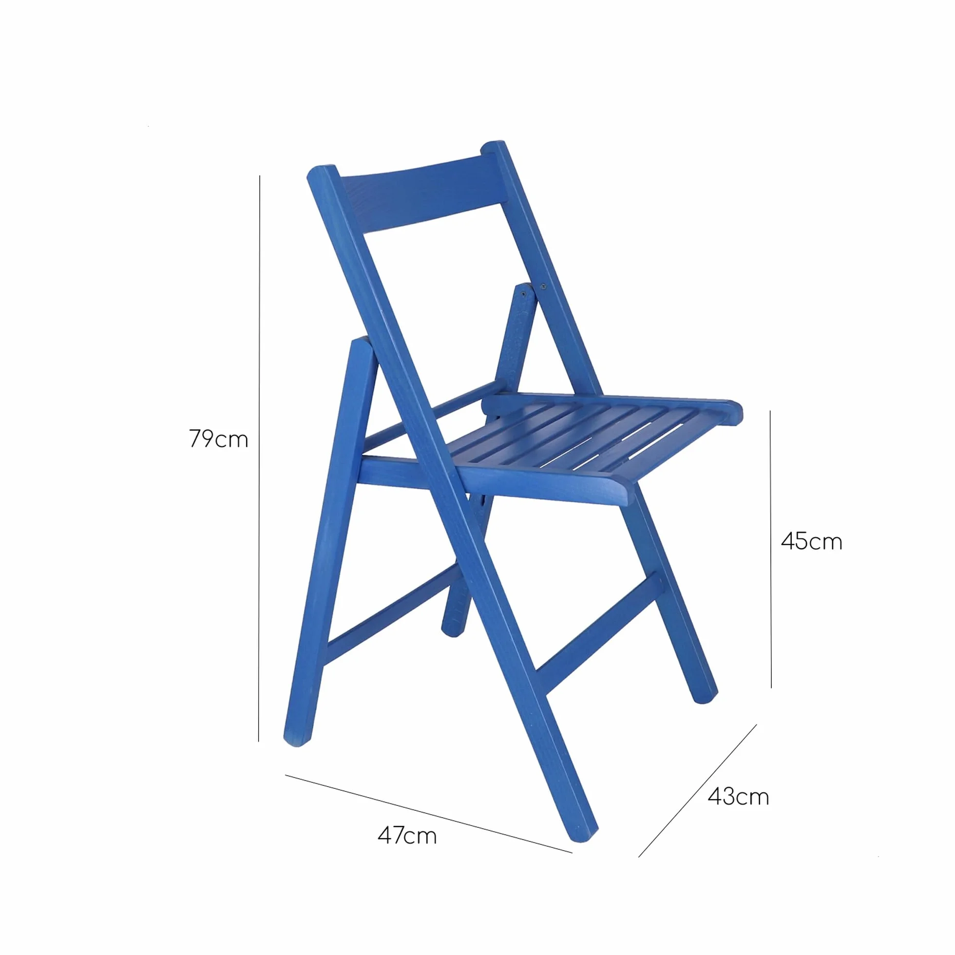 Mueblear 19015 Chaise Pliante Bas Bois Bleu 43 x 46 x 79 cm