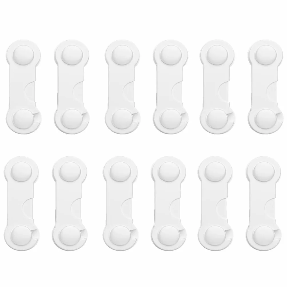 12 Pièces Bloque Porte Sécurité Placard Fenêtre Tiroir Adhésif Fort Sans Perçage Blanc