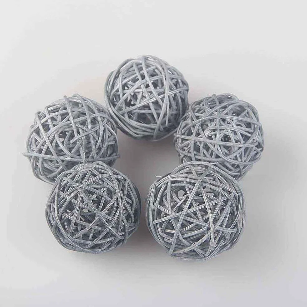 Boules de Rotin en Osier 5 cm Bricolage Artisanat Décoration Mariage Gris Clair