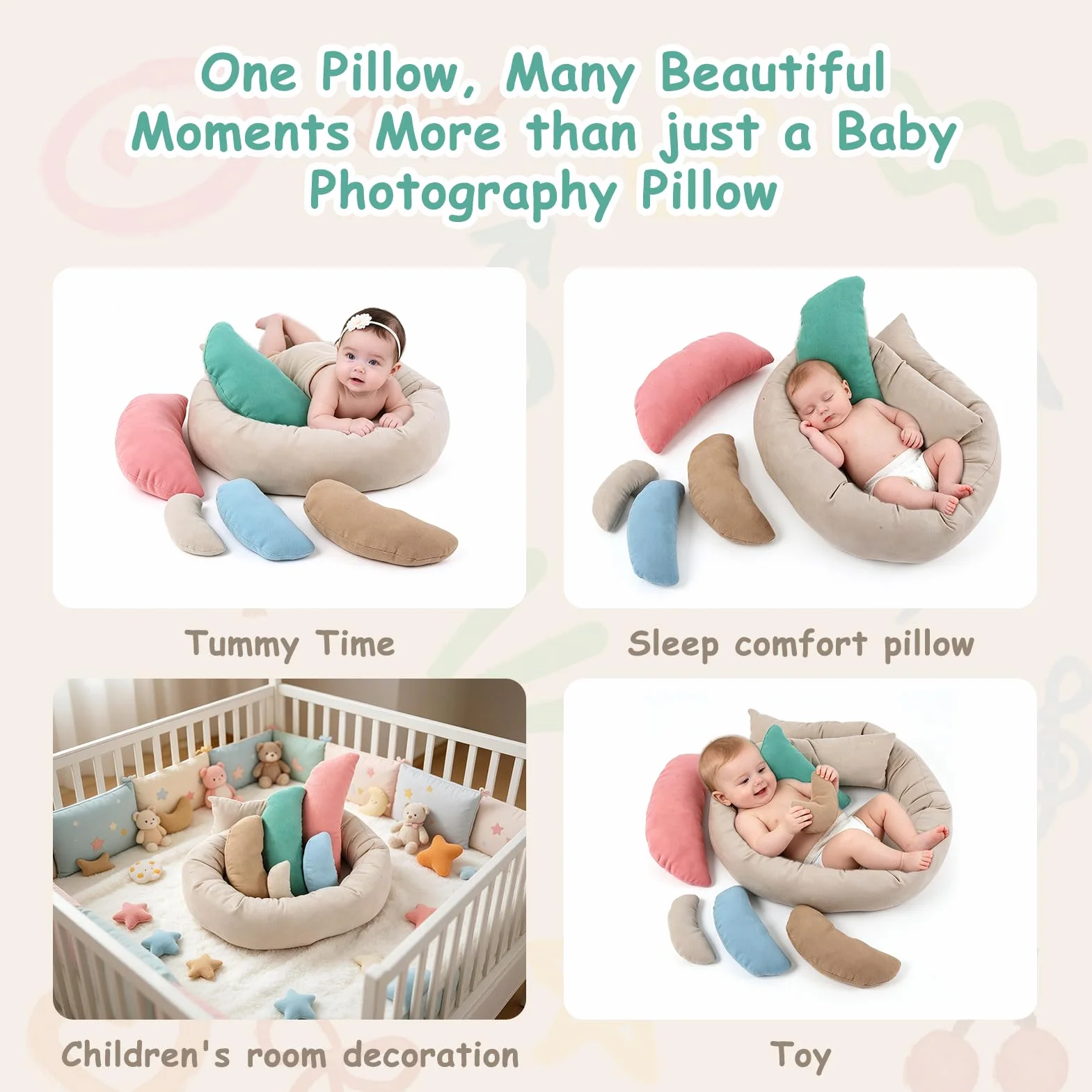 Oreiller de Photographie pour Bébé Nouveau-né, Accessoires Respirants et Doux pour Séance Photo