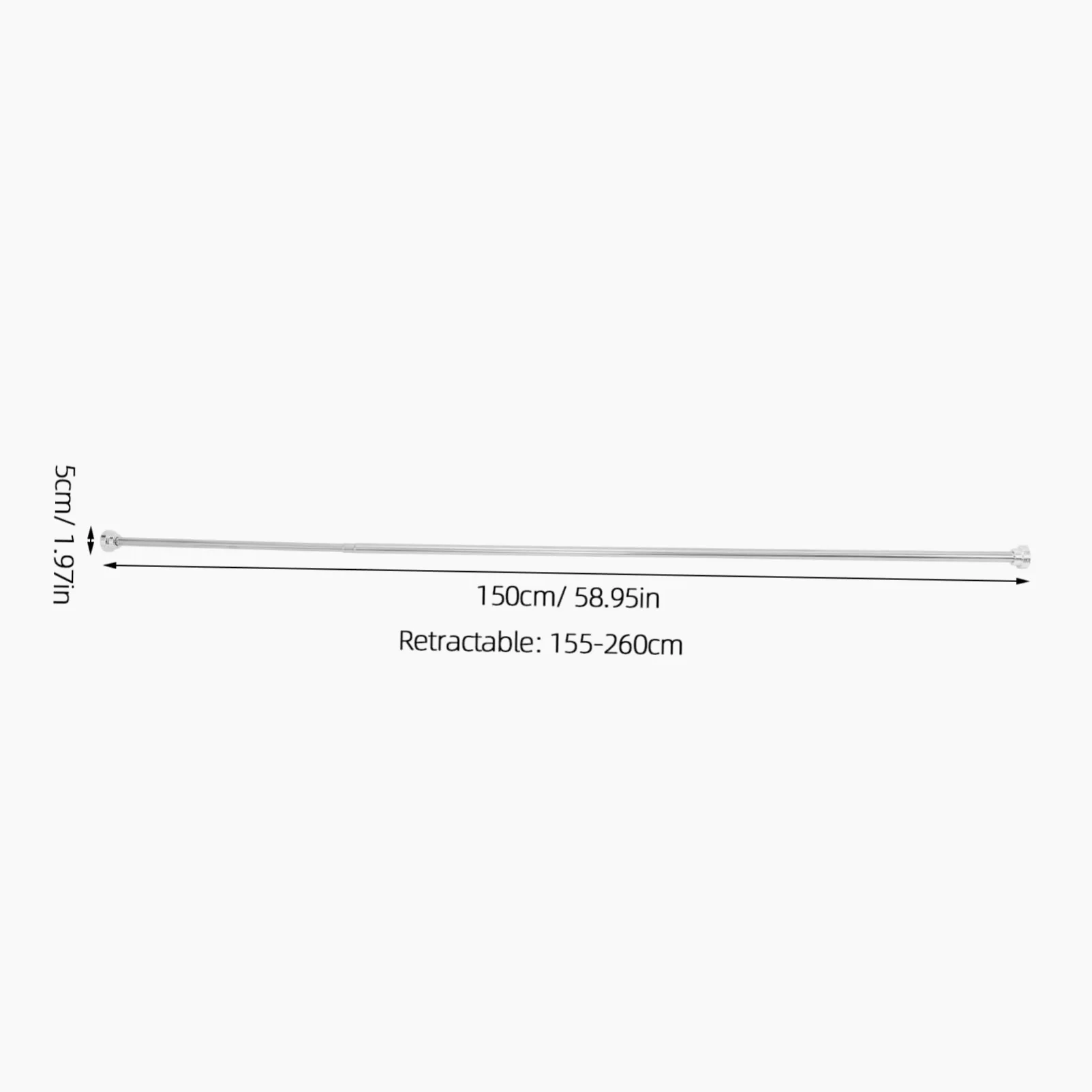 Tringle à Rideau de Bain Télescopique Réglable en Acier Inoxydable | Perçage, Longueur 155 à 260cm, Argenté, pour Bain et Rangement Domestique