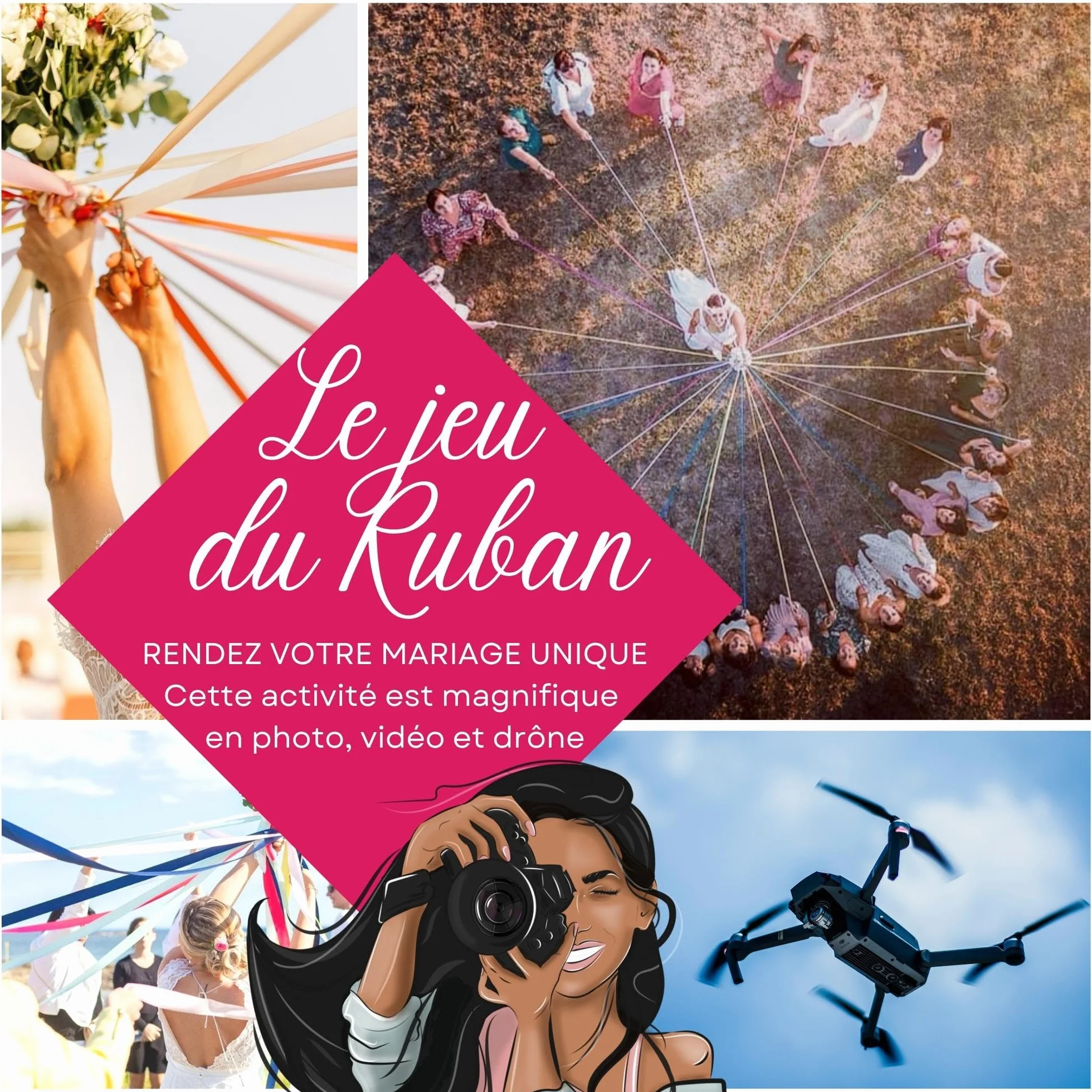 Ruban satin jeu mariage à monter 20 rubans 10 couleurs anneau bois inclus cadeau mariée