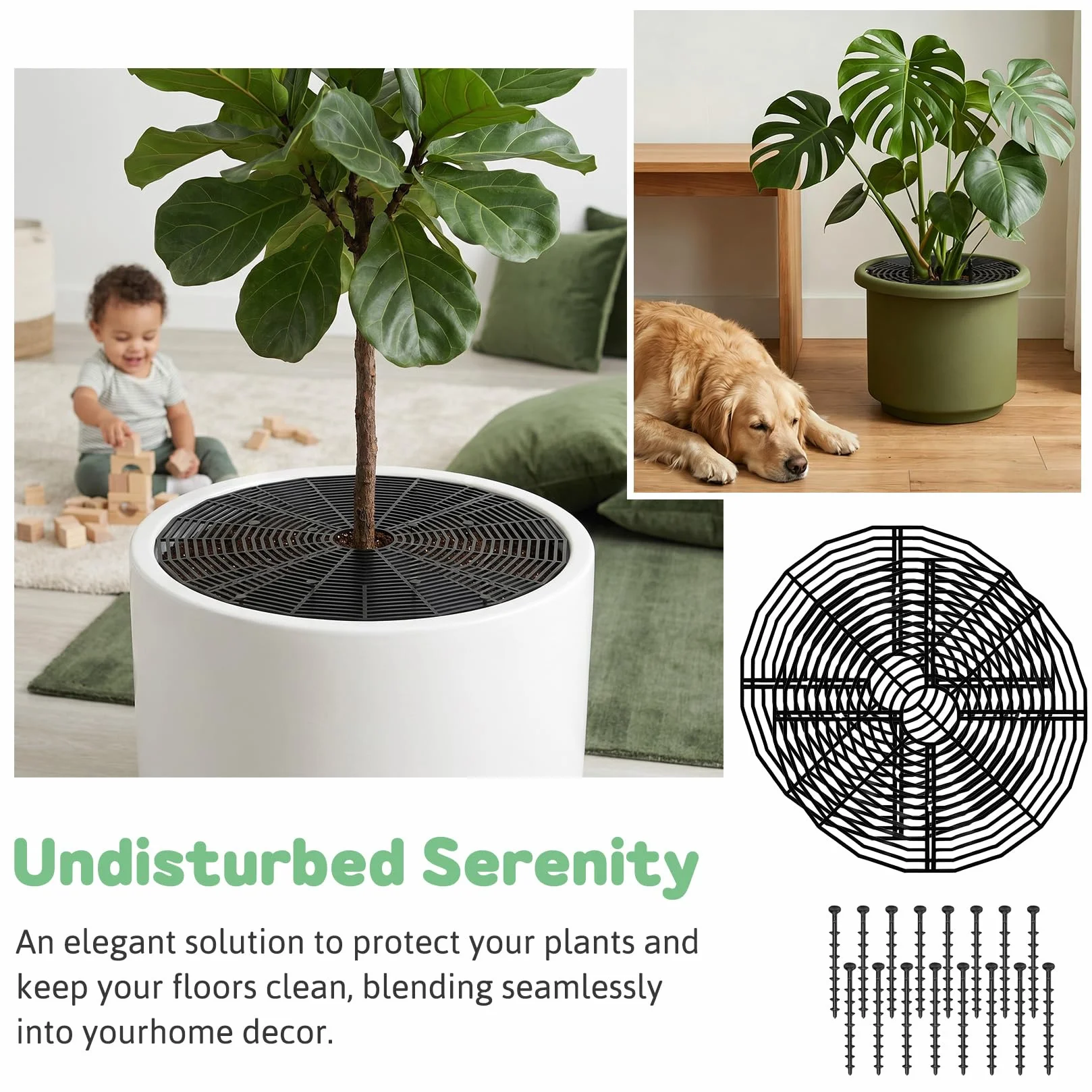 Lot de 2 grilles de protection pour pot de fleurs 50 cm protection plantes chat non toxiques