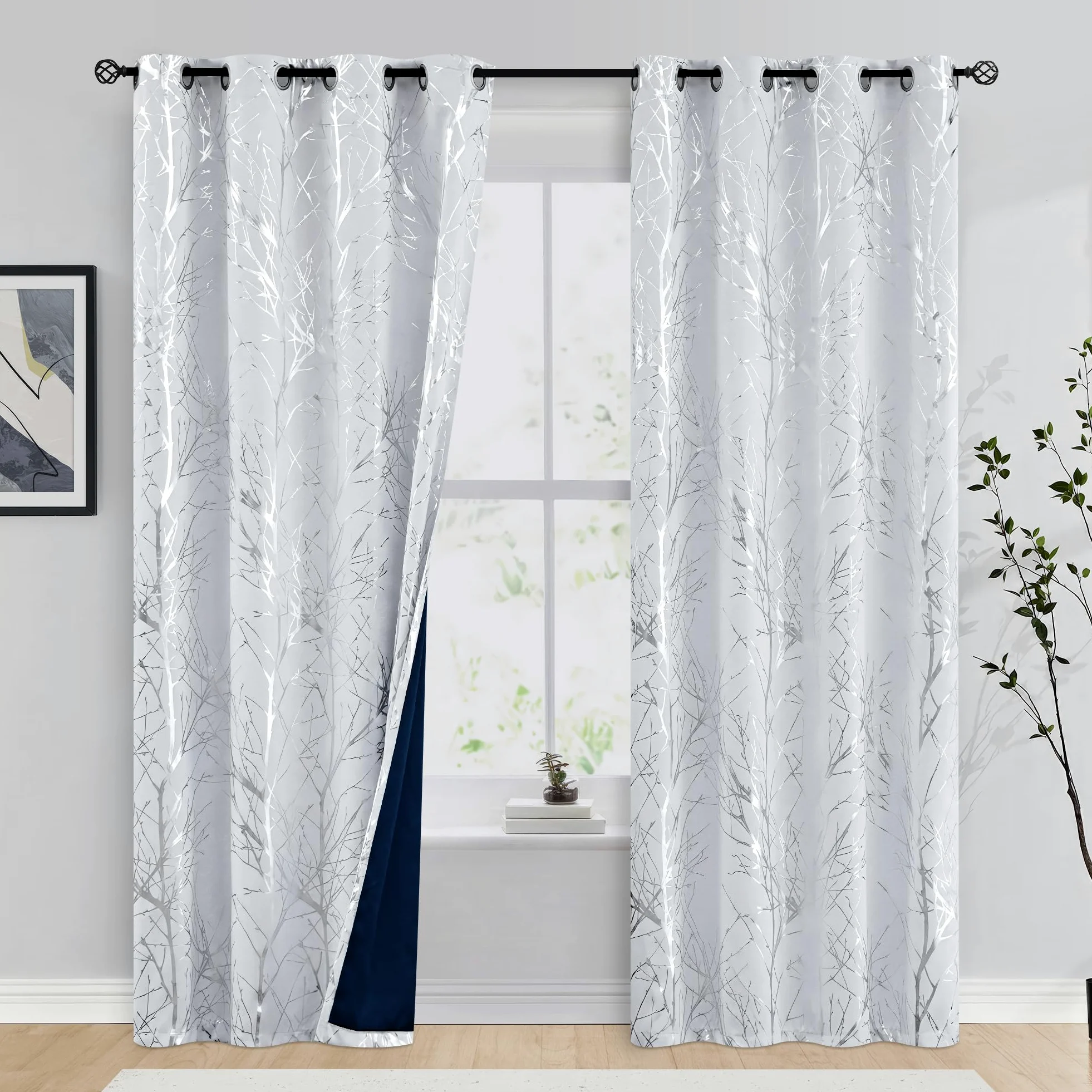 FMFUNCTEX Lot de 2 Rideaux Occultants à Isolation Thermique avec Œillets pour Salon, Chambre à Coucher, 243,8 cm - Blanc