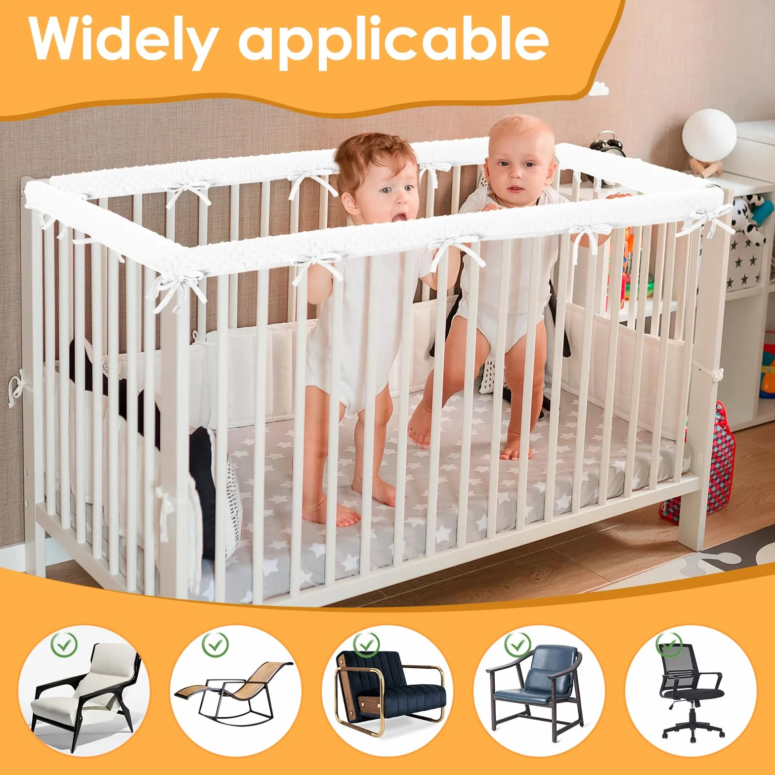 Protection pour Bords de lit Amovible et Lavable, Protection pour Cadre et Bordures de lit de bébé
