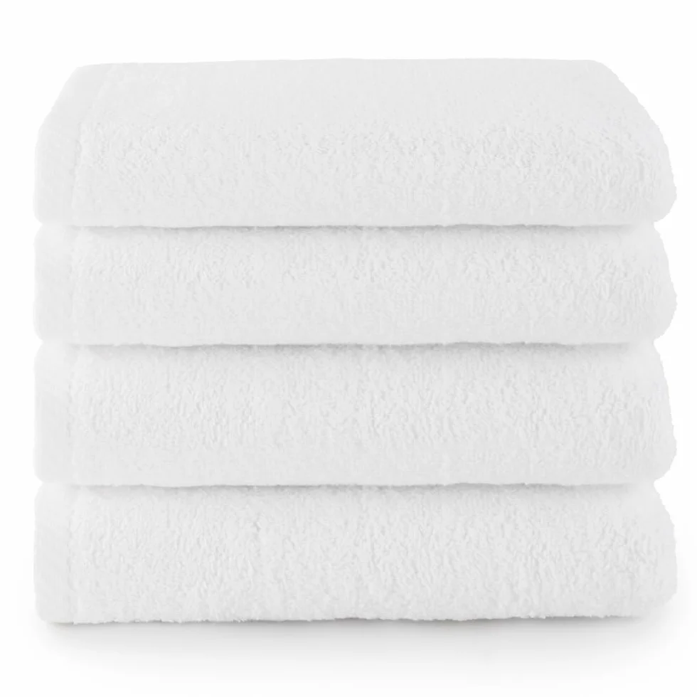 Serviettes de Bain 30x50 cm 100% Coton Blanc 4 Pièces