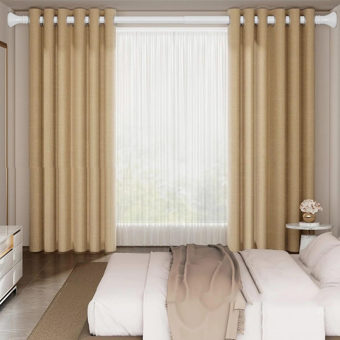 Tringle À Rideau Sans Perçage, Barre De Rideau Extensible Installation Facile Tringle De Douche Sans Perçage Pour Salle De Bain, Fenêtre(Blanc,260-350cm)