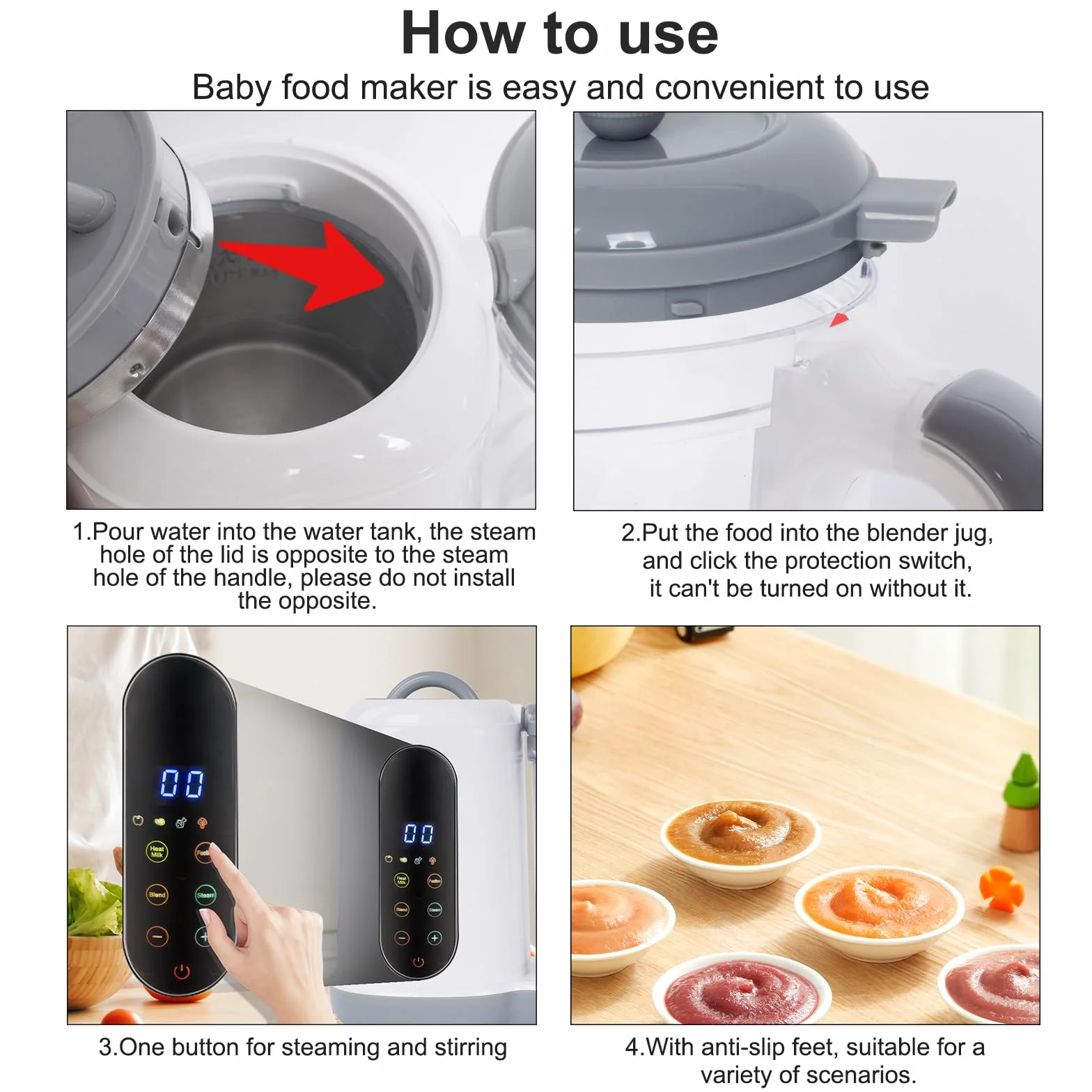 Robot Bébé 4 en 1 Mixeur-Cuiseur Vapeur, Diversification Alimentaire Multifonctions