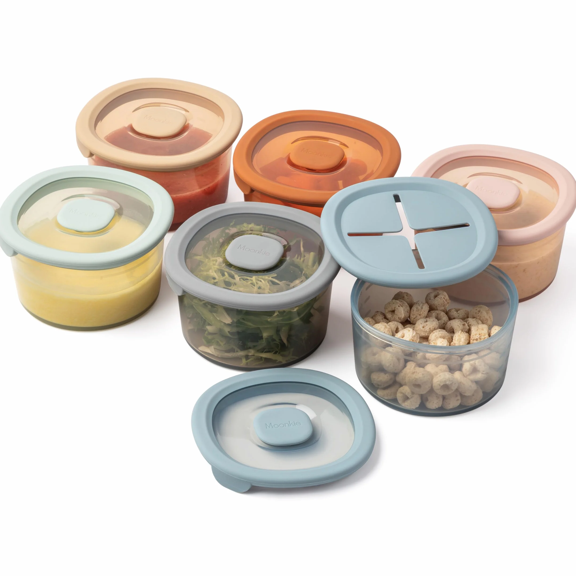Moonkie Petit Pot Conservation Bébé Silicone Lot de 6 8oz 240ml avec couvercles Double scellage hermétique Gradués Sans BPA