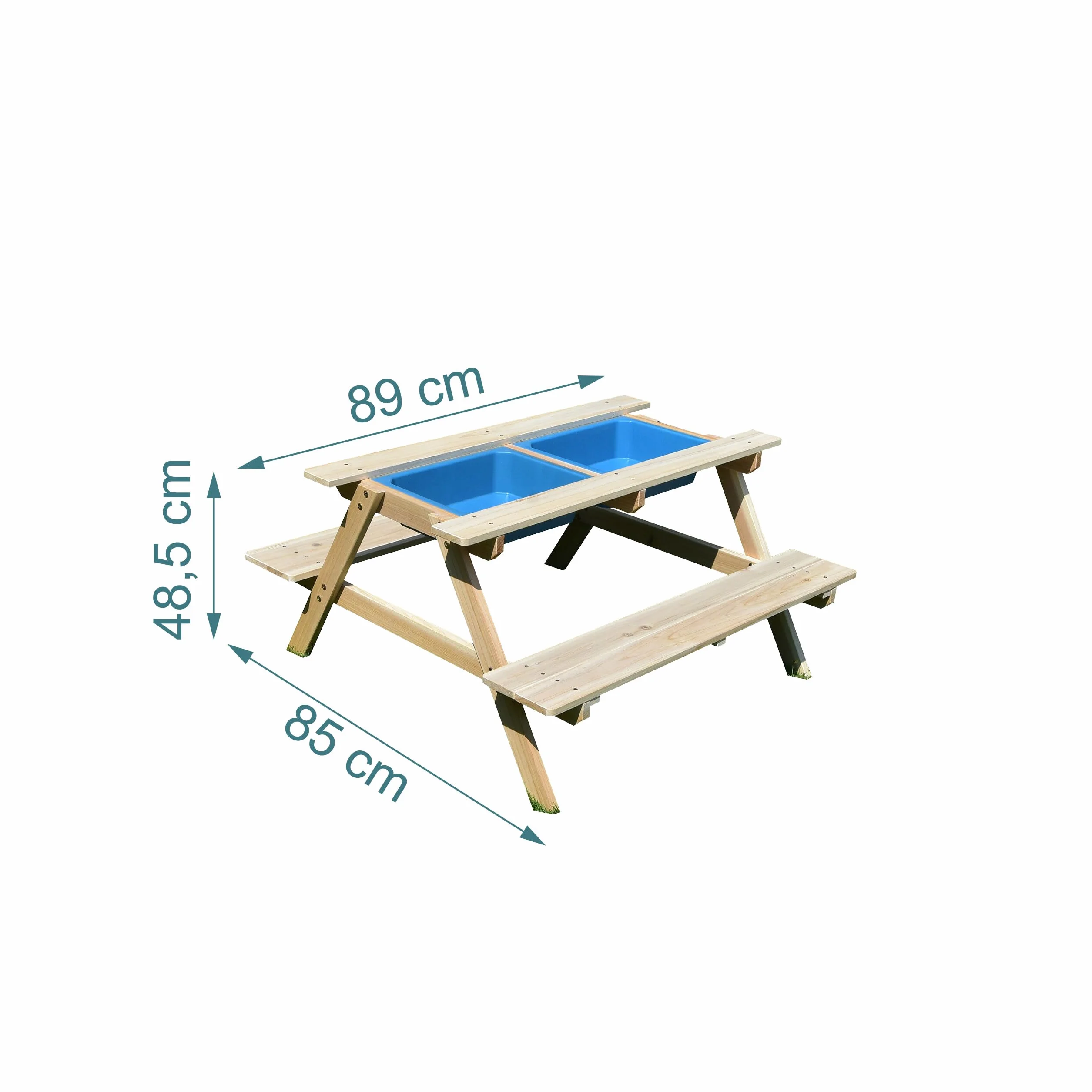 Relaxdays Table-bancs Enfants en Bois 3-en-1, Jeu, Cuisine, Pique-Nique, Ardoise, HxLxP 48,5×89×85 cm, Naturel
