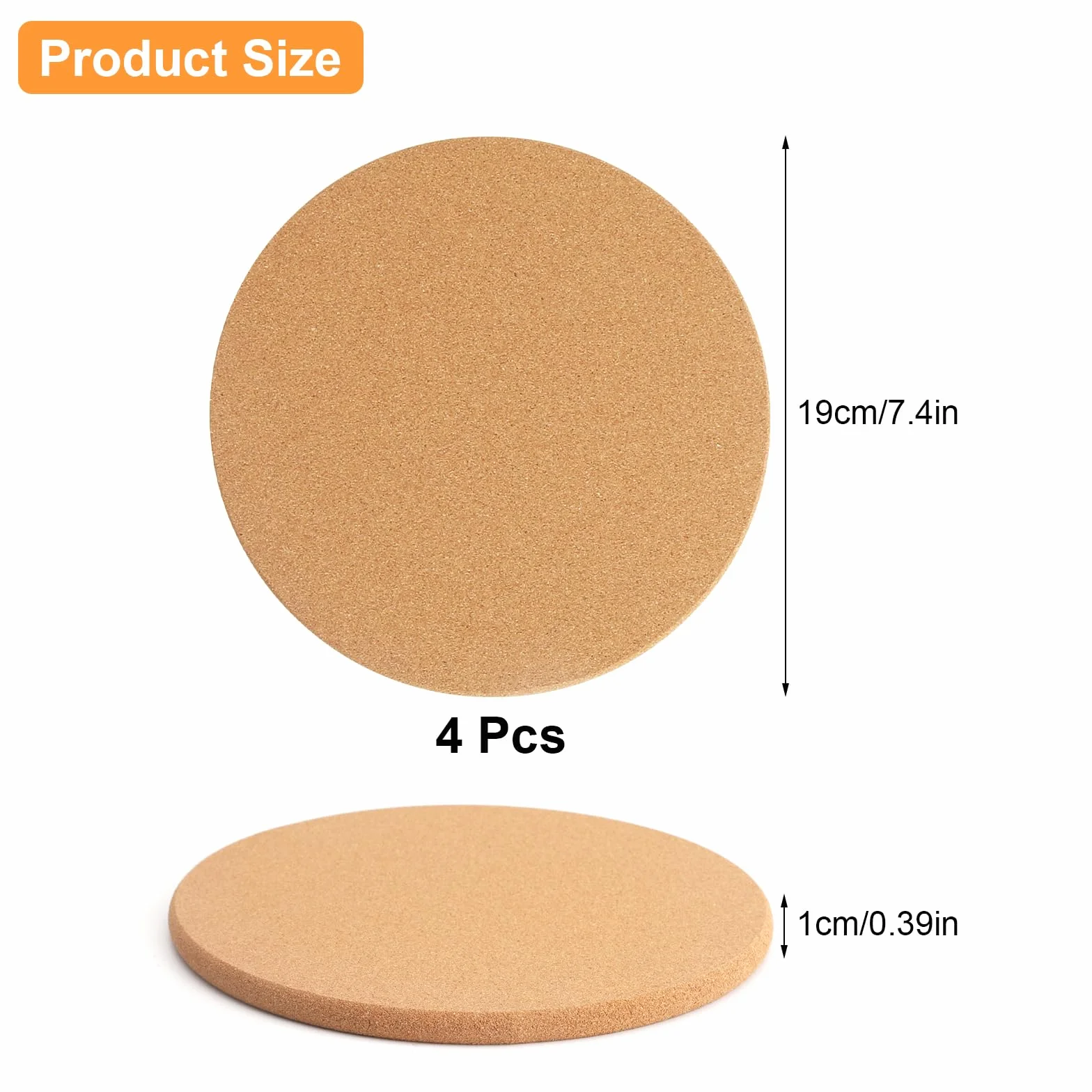 APOMOONS 4 Dessous de Plat en Liège 19 cm Ronds pour Casseroles et Poêles