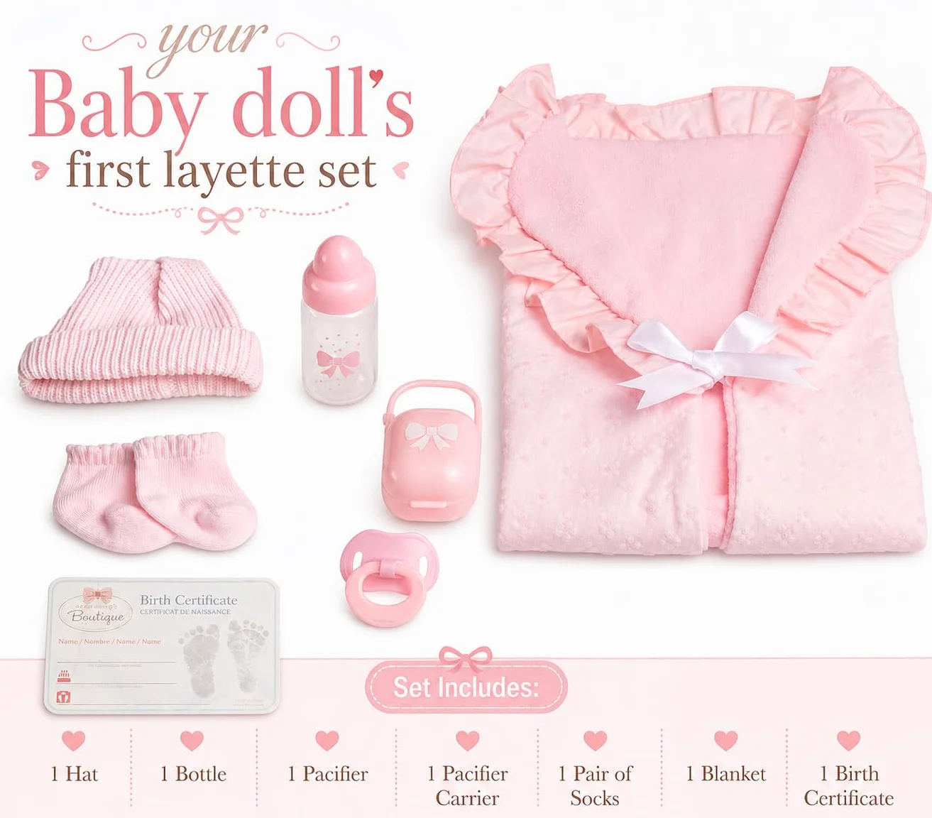 JC Toys La Newborn Soft Body Boutique Baby Doll 39,8 cm Rose