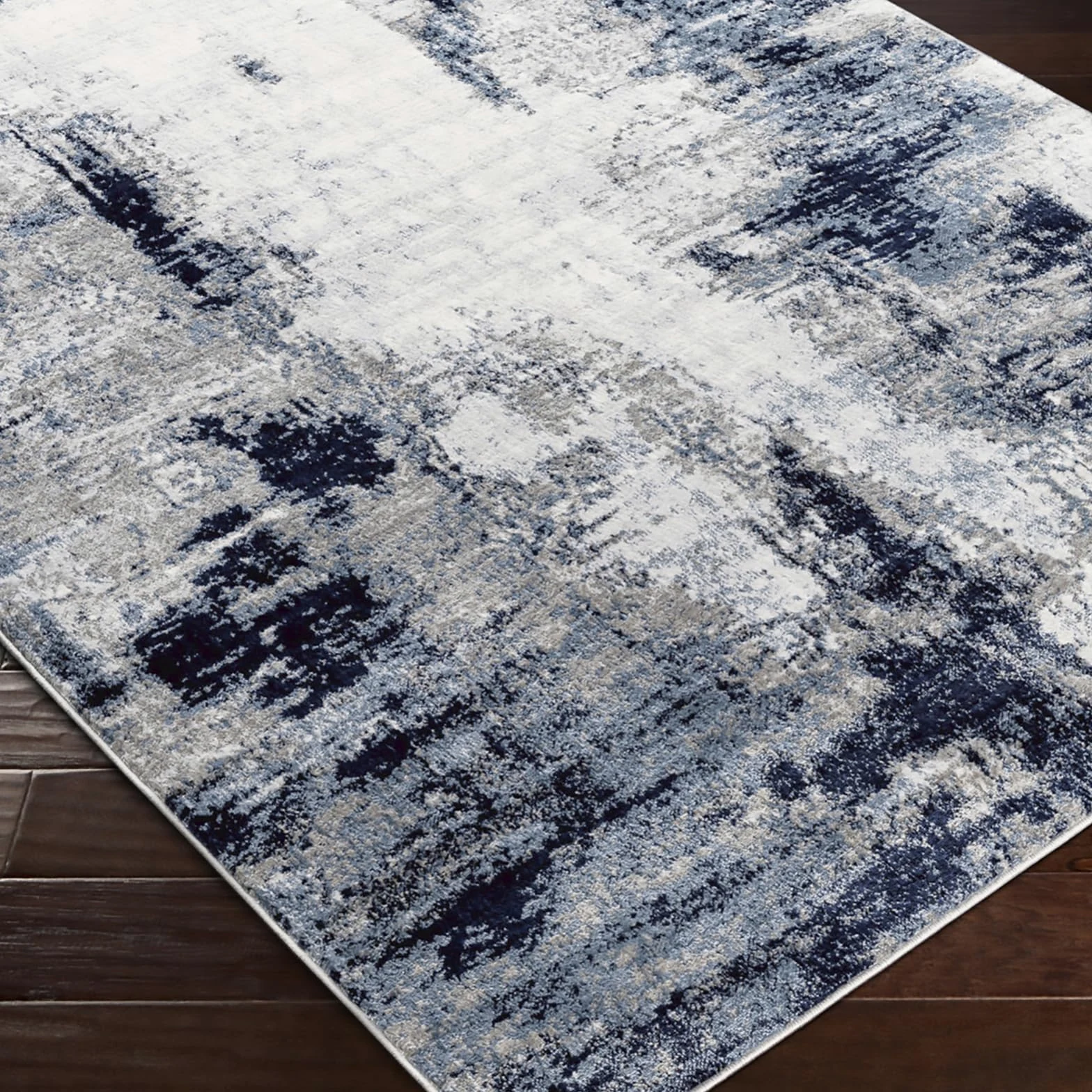 Livabliss Helsinki Wohnzimmer Modern – Abstrakt Design in Marmor Optik für Wohnzimmer 120x170 cm, Esszimmer, Schlafzimmer - Marmor e groß, weicher Kurzflor in Blau, Weiß und Grau