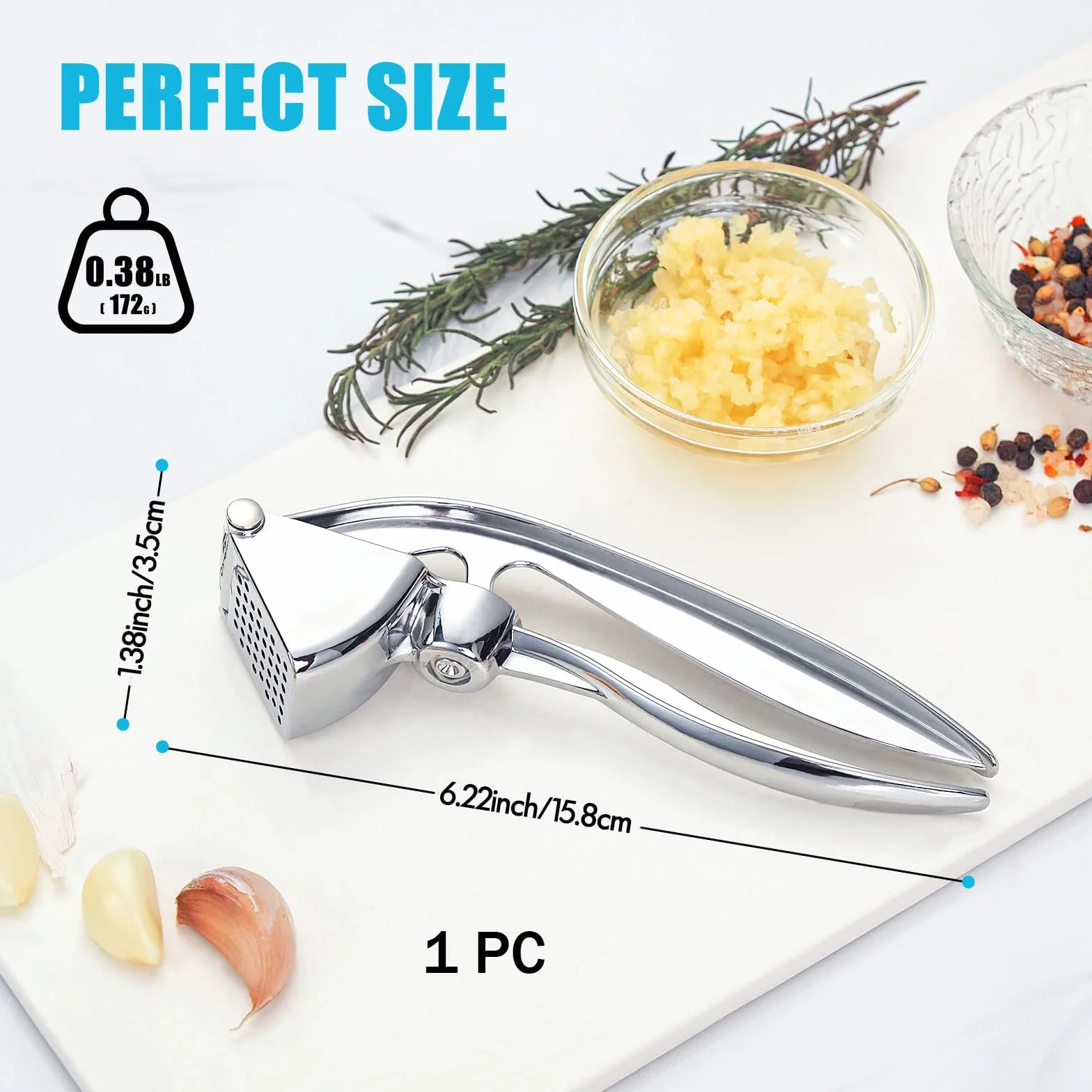 Presse-ail inoxydable résistant au lave-vaisselle pour cuisine