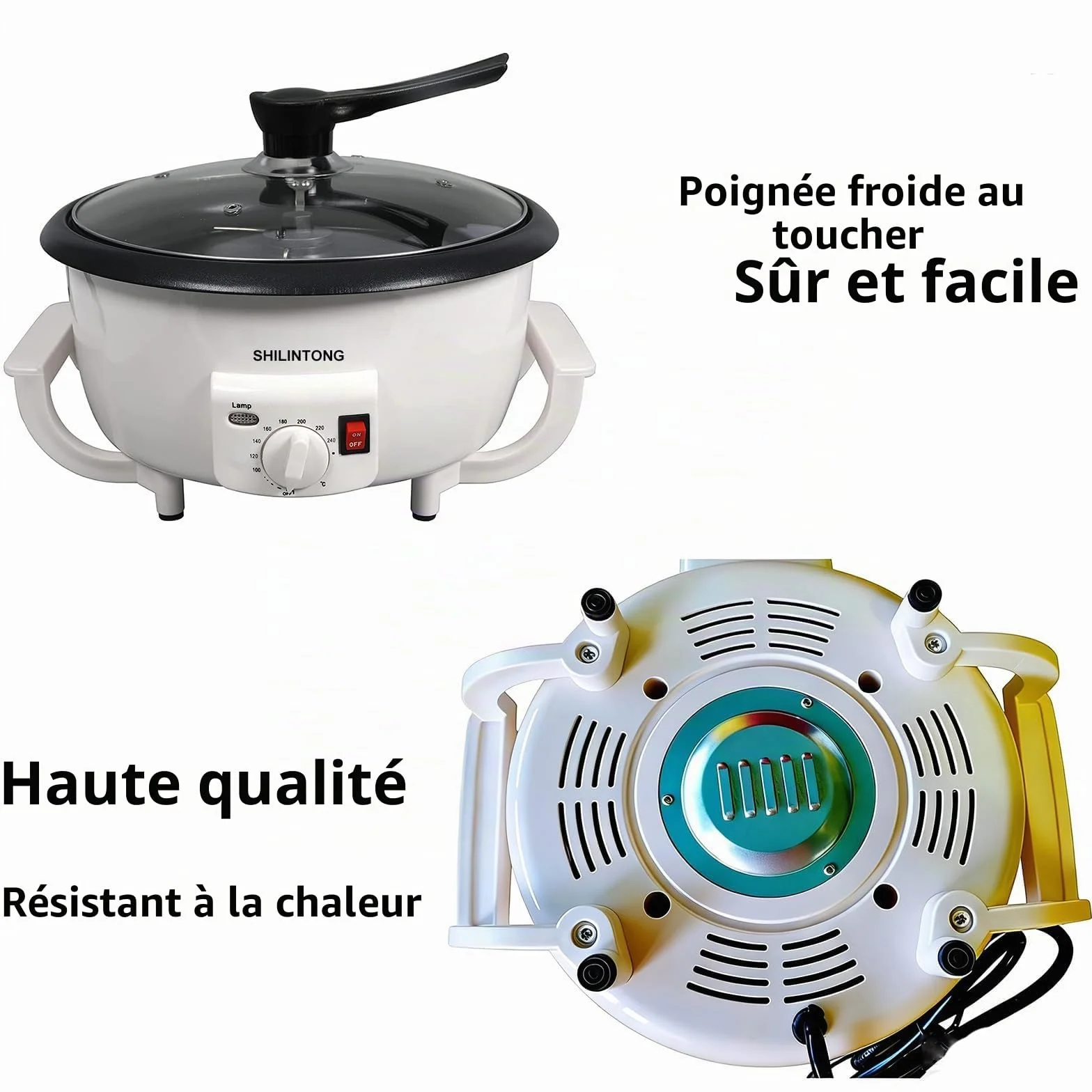 SHILINTONG Torréfacteur Électrique Café 750g 220V 1200W Revêtement Antiadhésif