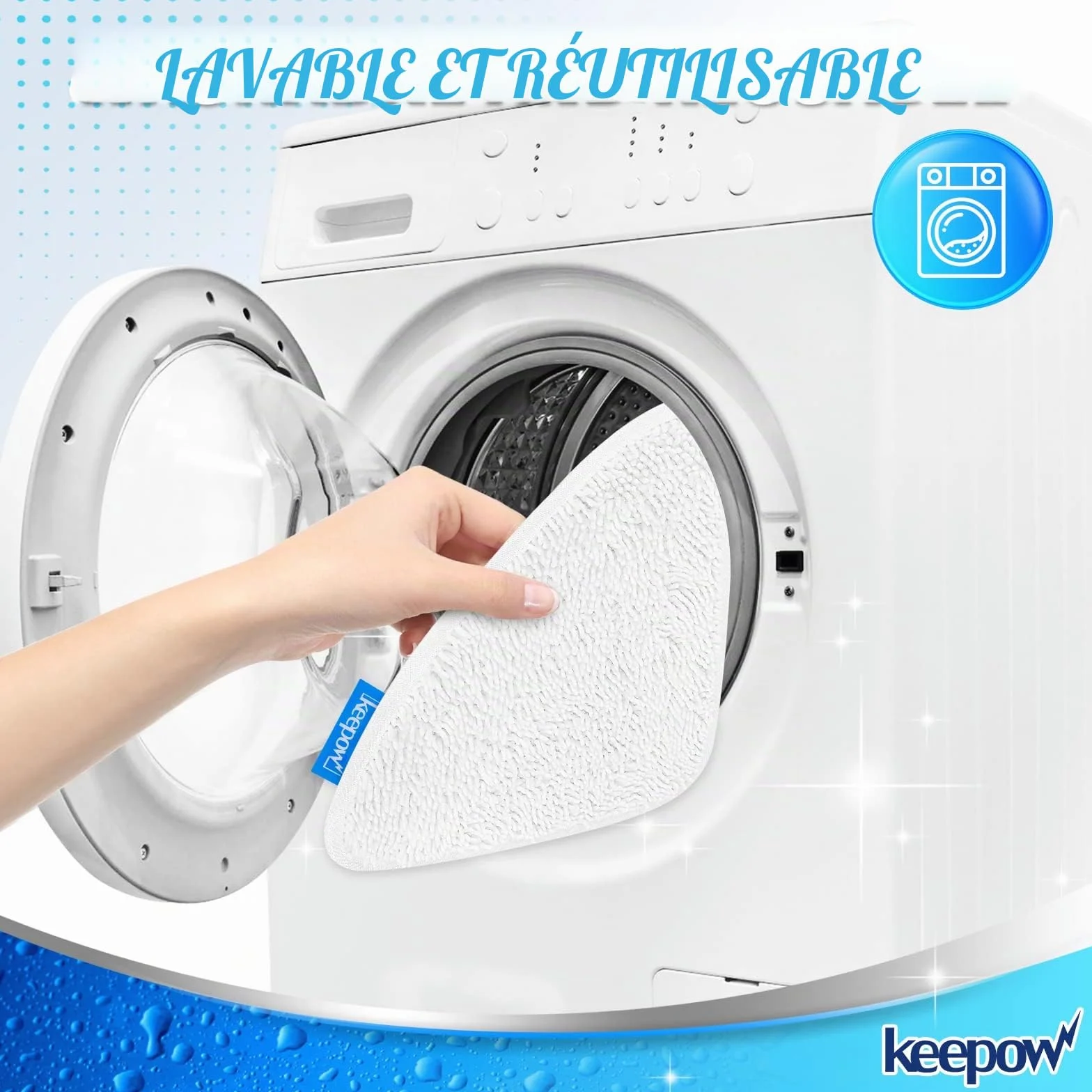 KEEPOW 5 PCS Recharge Balai Vapeur Housse de Lingette Compatible Nettoyeur Vapeur Steam Plus