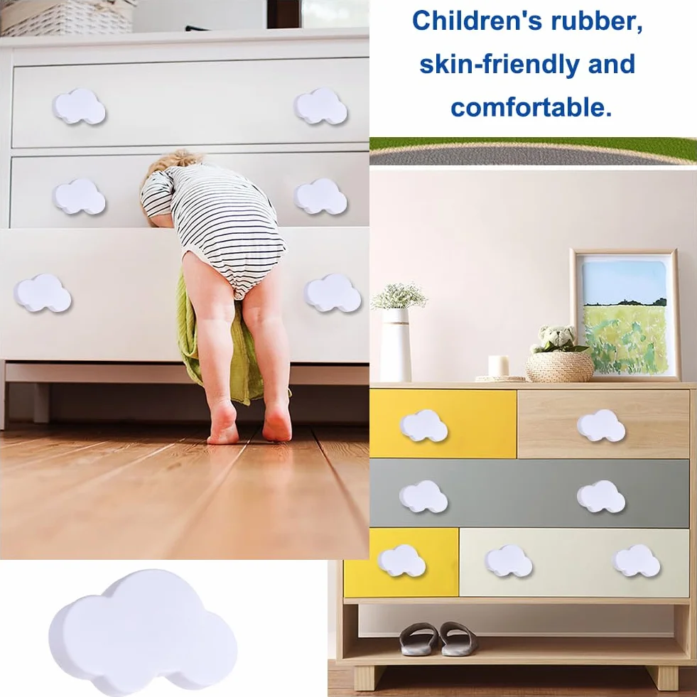 Boutons de Tiroir en Forme de Nuage 6 Pièces Blanc avec Vis