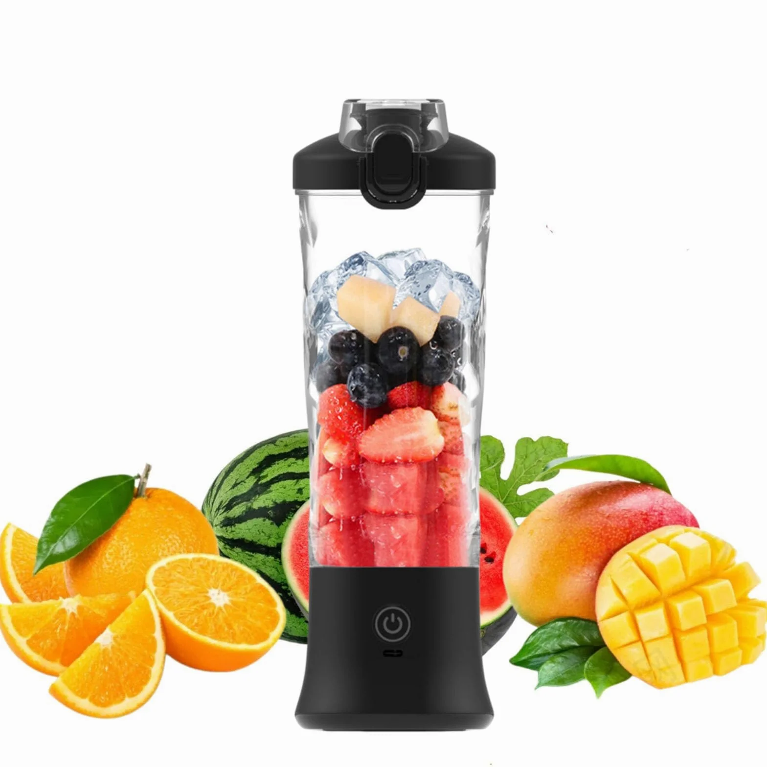Mélangeur de jus frais portable, mélangeur à portion unique, pour milkshakes et smoothies, machine pour cuisine, bureau, salle de sport, 4000 mAh (noir)