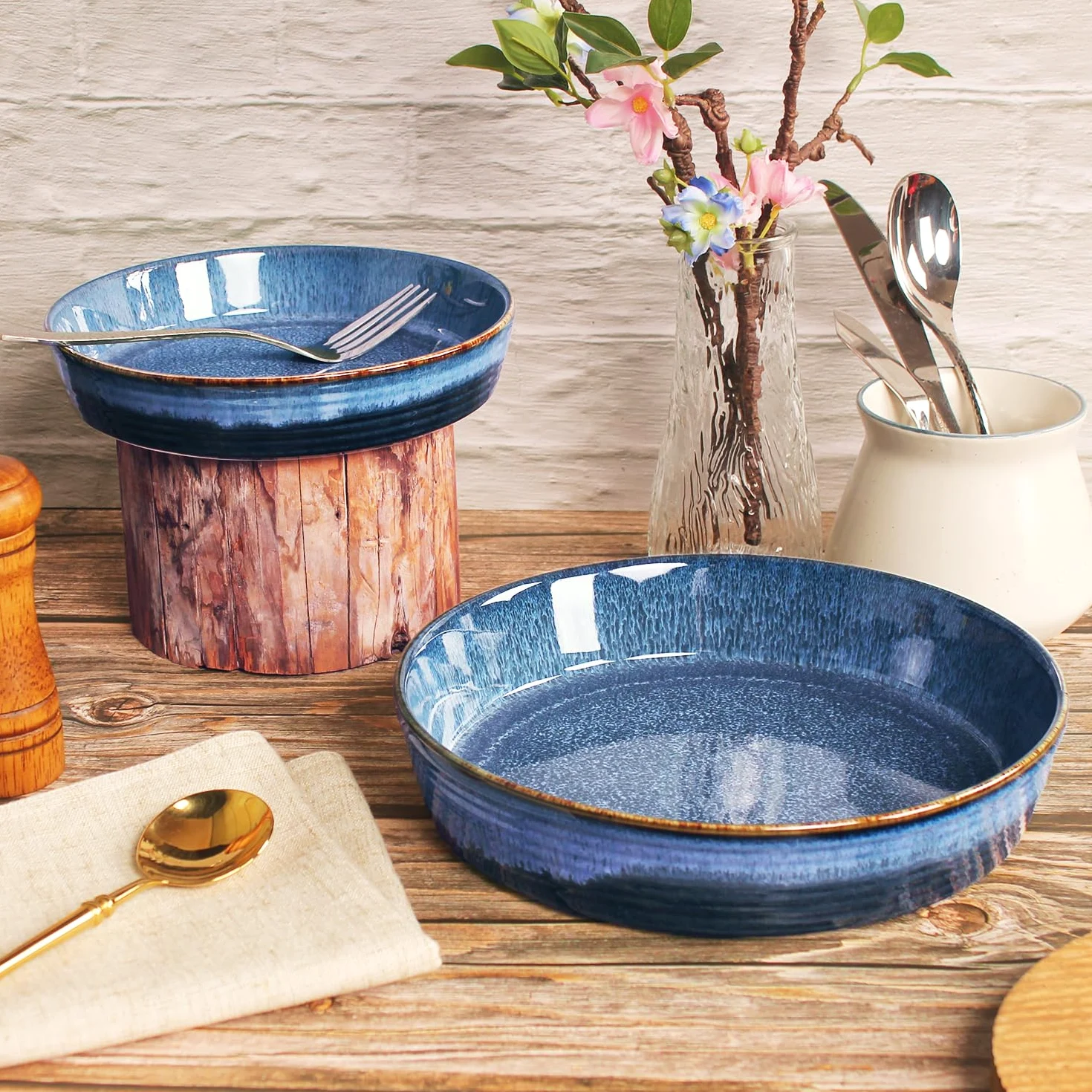 Lot de plats à gratin en porcelaine - Passe au micro-ondes et au four - Pour lasagnes et cordonniers - 481,9 g (20 cm)
