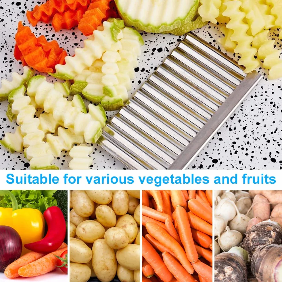 Vicloon Couteau Ondulé en Acier Inoxydable pour Coupe Frites Pommes de Terre et Légumes