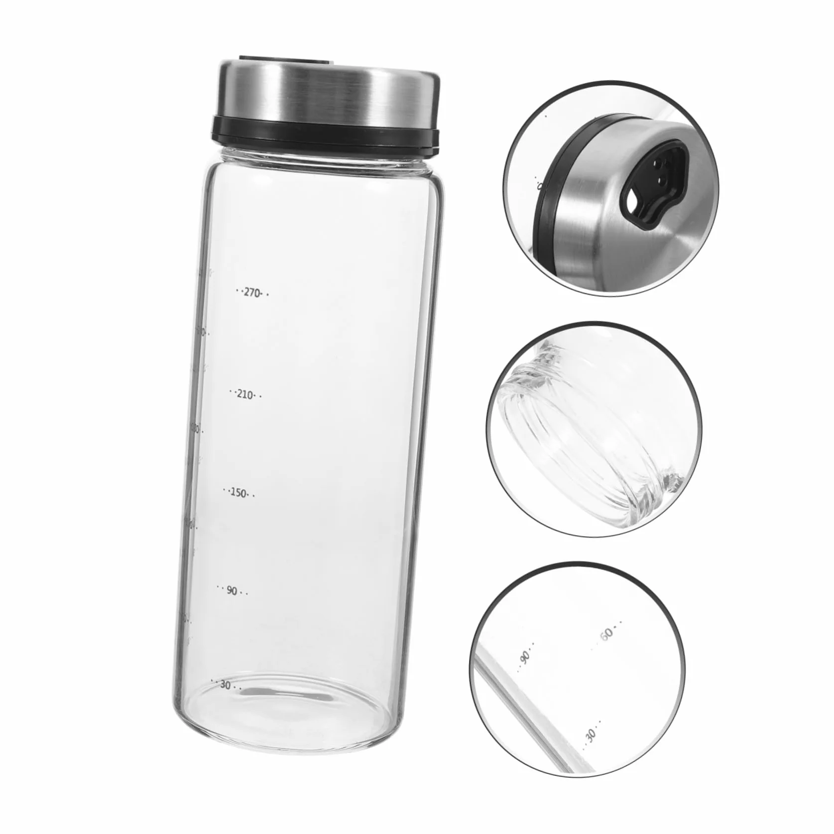 Pot à Épices en Verre 300ml Couvercle Rotatif Acier Inoxydable Récipient à Poivre Cuisine