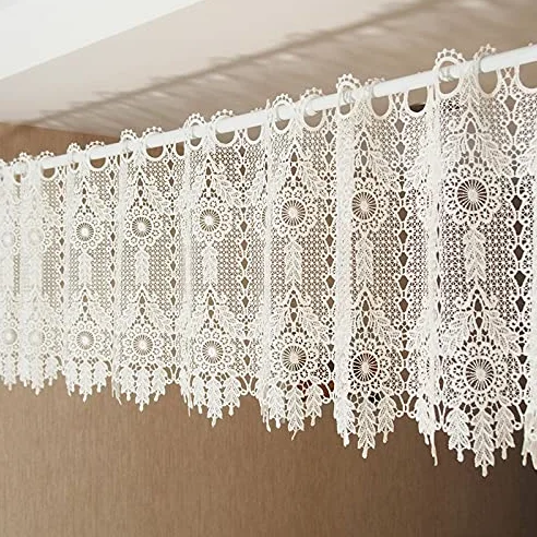 Rideaux brise-bise brodés en dentelle - Style maison de campagne (l x H 150 x 90 cm, laiteux) - 1 pièce