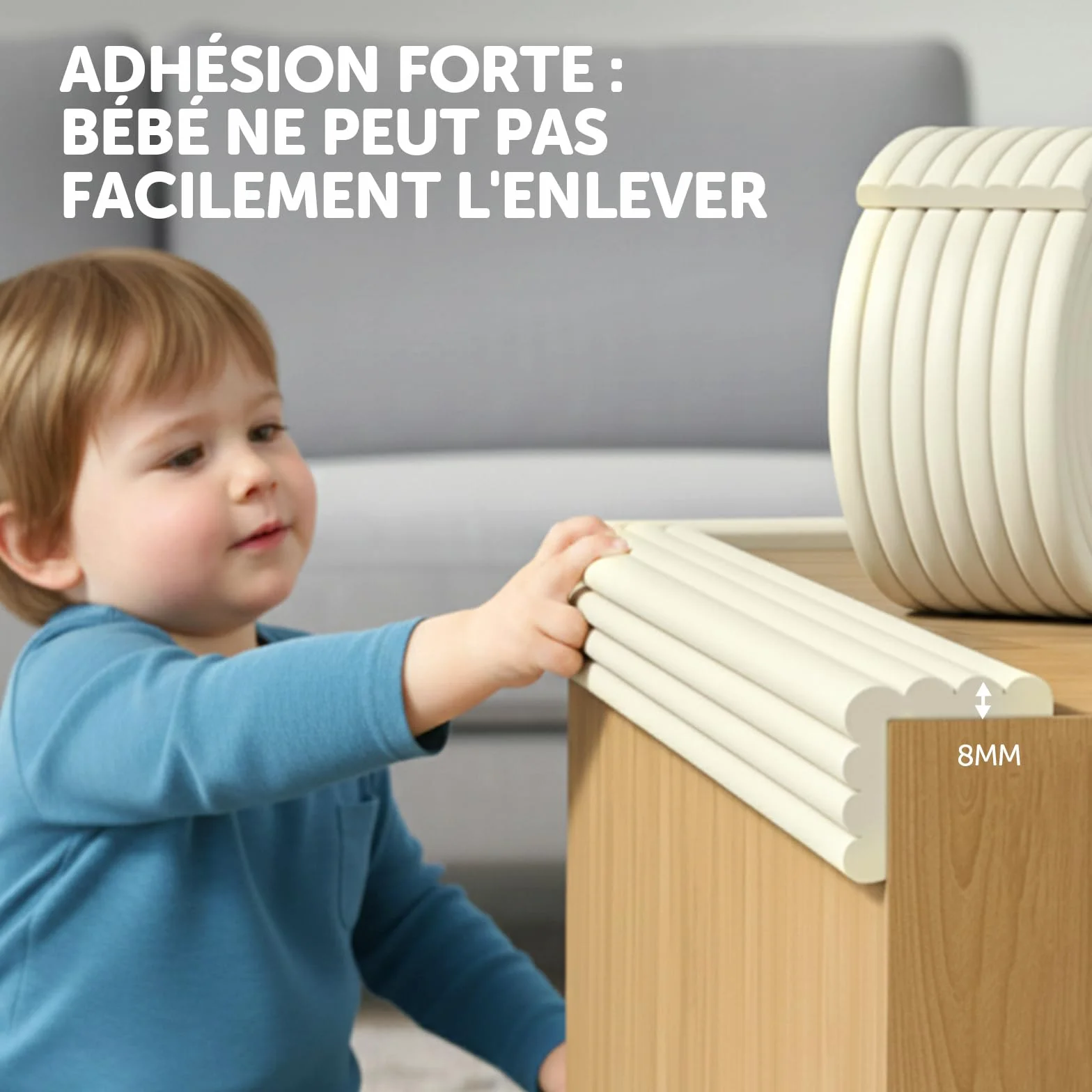 shinfly Protection Coin de Table en Mousse pour bébé, 500cm x 80mm x 8mm Mousse épaisse et Douce Protection des Bords de Meubles, Protection des Bords autocollante pour Bébé/Enfants Kits Blanc Cassé