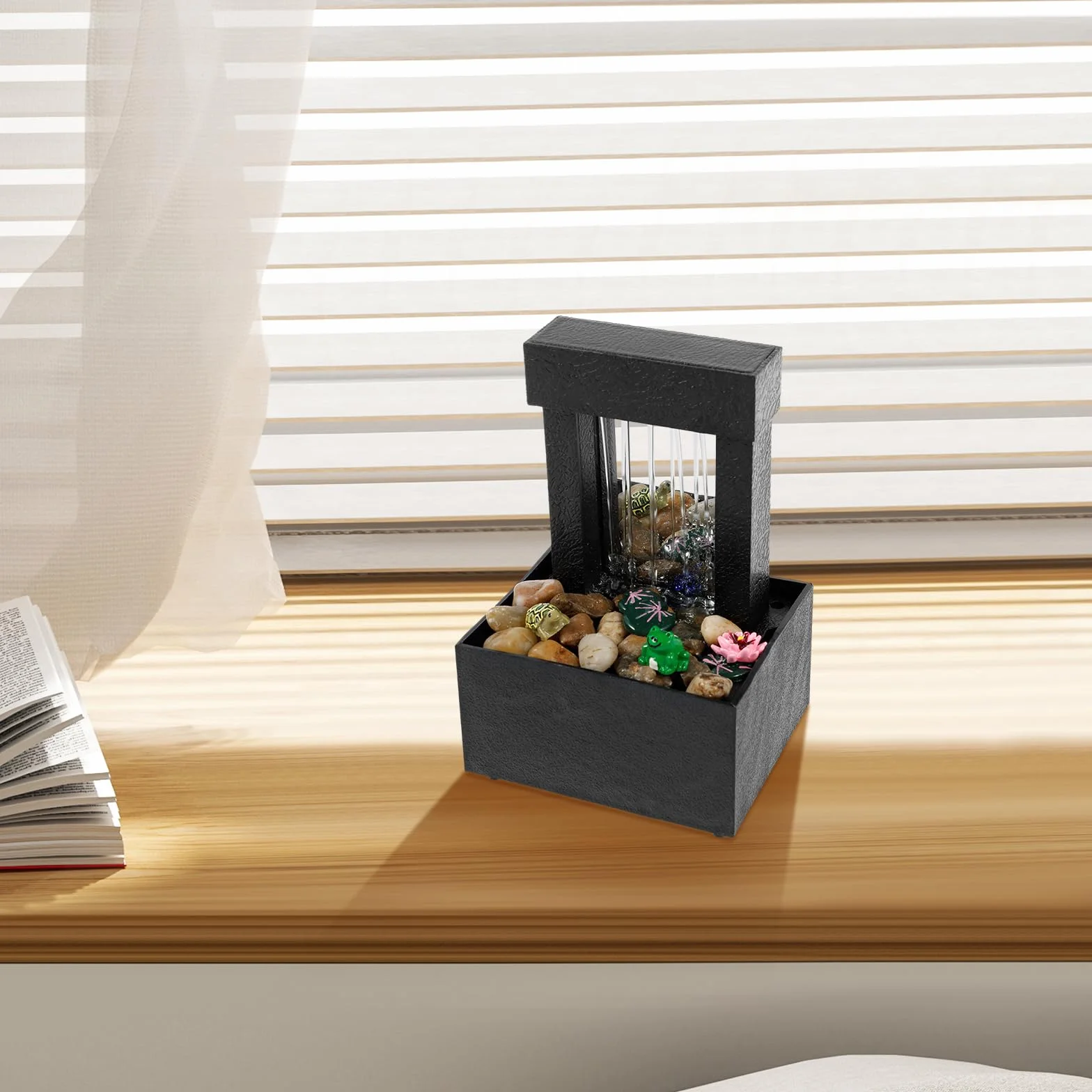 Fontaine de table mini fontaine à eau d'intérieur avec lumière USB décoration de bureau