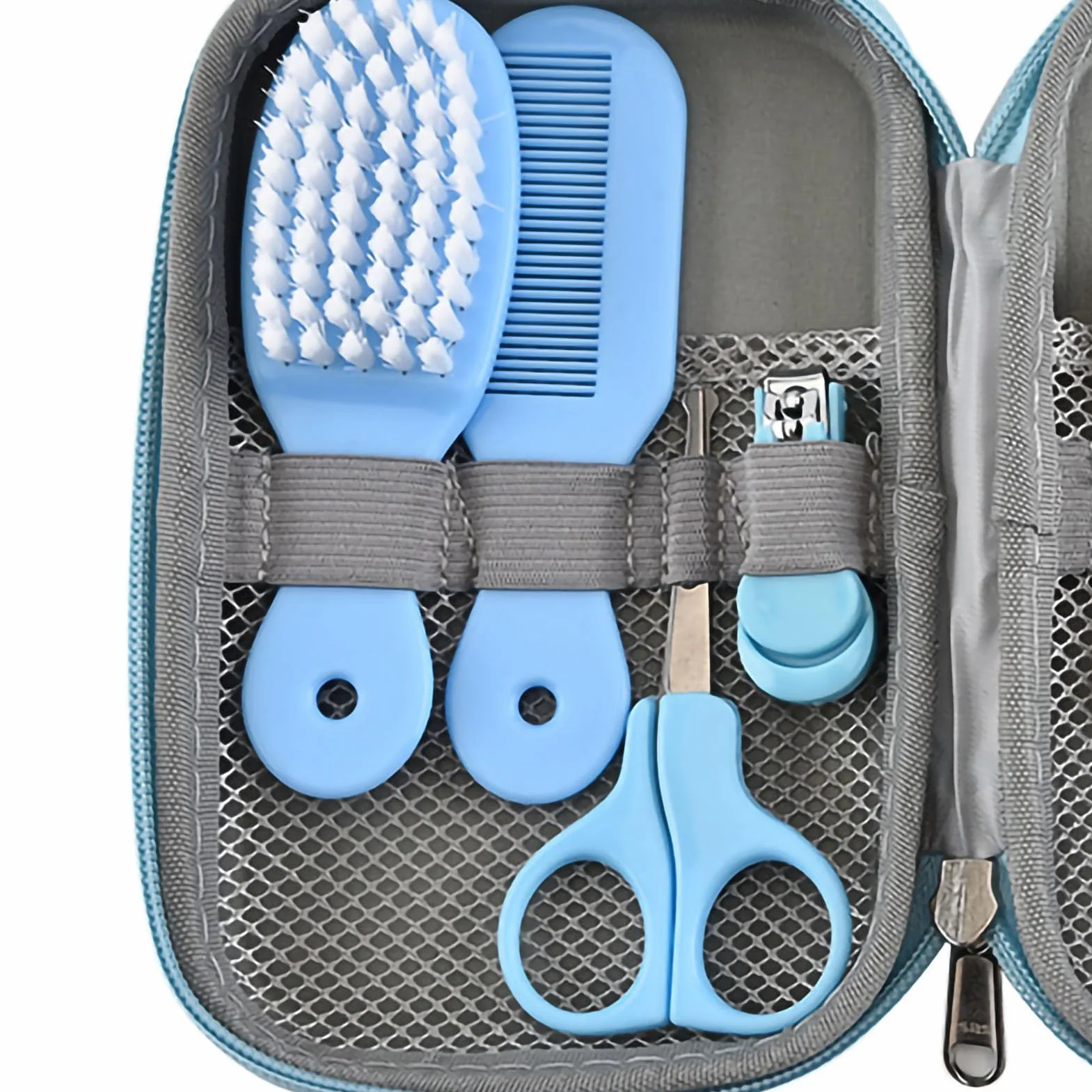 Kit de Toilettage pour Bébé, Ensemble de Soins Portable et Sûr pour Nouveau-né, Garçons et Filles, Plastique et Métal (BLEU)