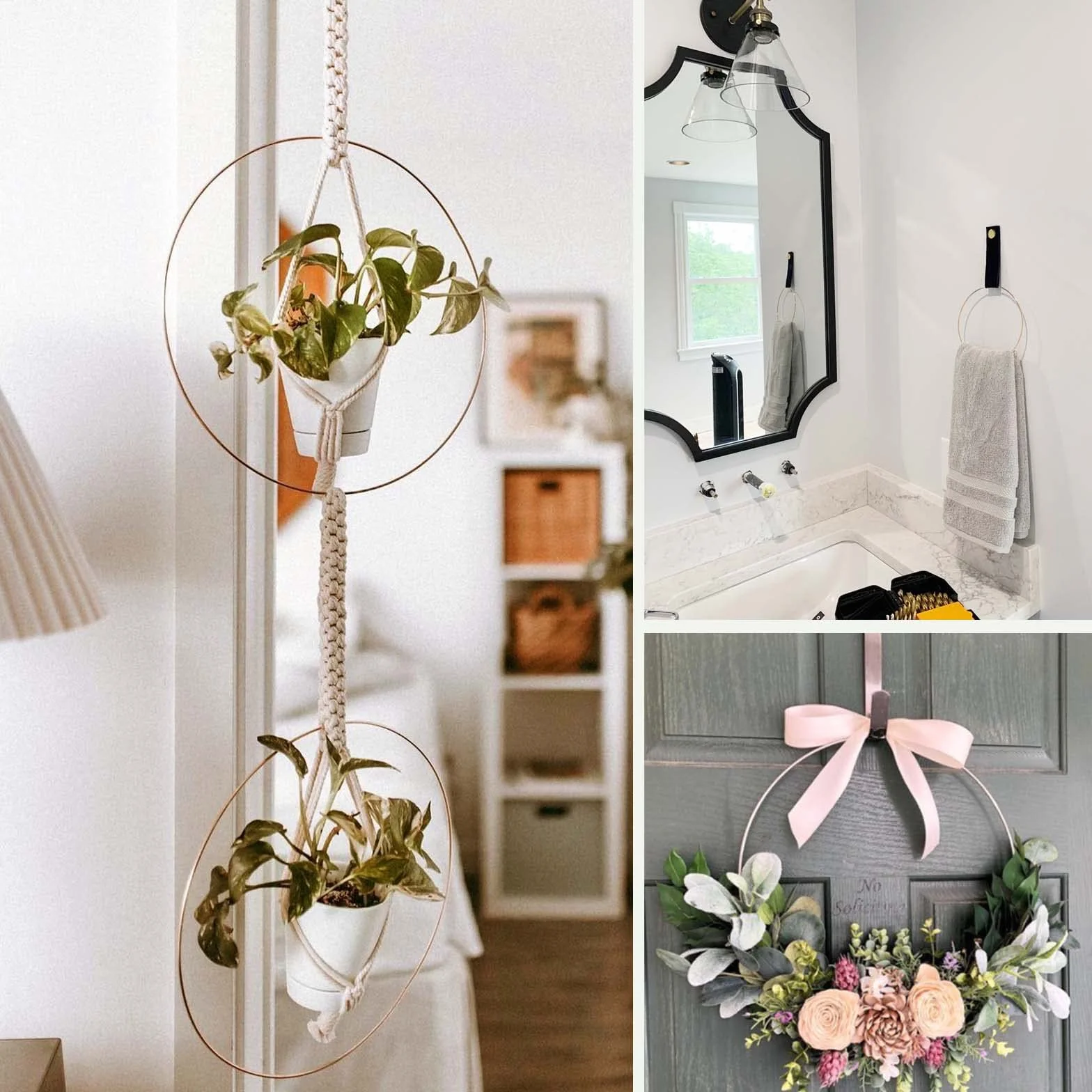 Anvin 10 anneaux ronds métal 10 cm macramé attrape-rêves or rose