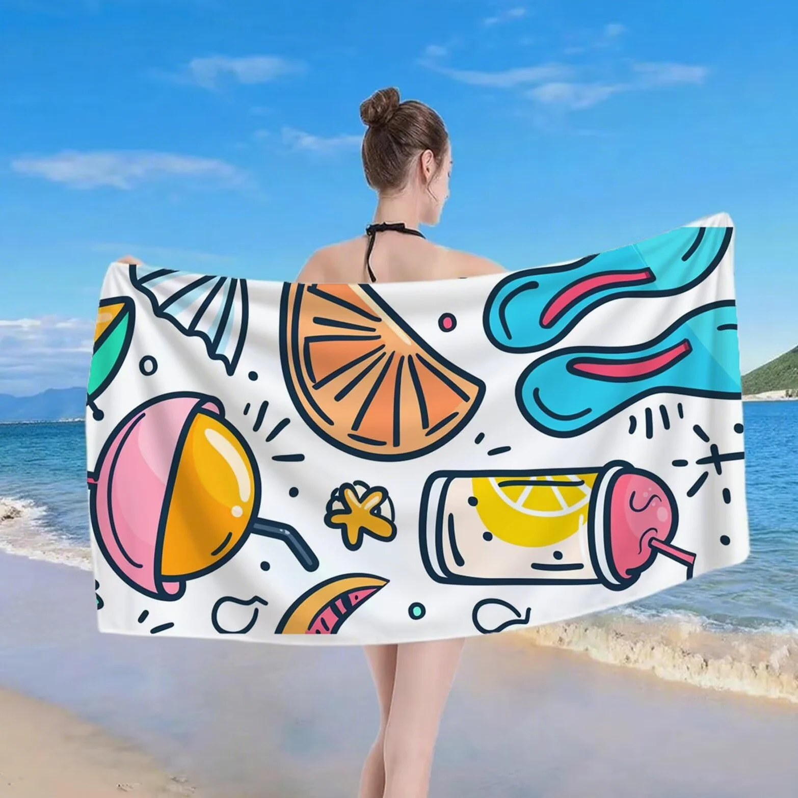 Serviette de Plage XXL 220x100 cm Anti Sable et Séchage Rapide Microfibre Drap de Plage Serviette de Bain Grande Taille Drap de Bain pour Homme Femme Voyages Natation Camping Pique Nique Moderne S-669