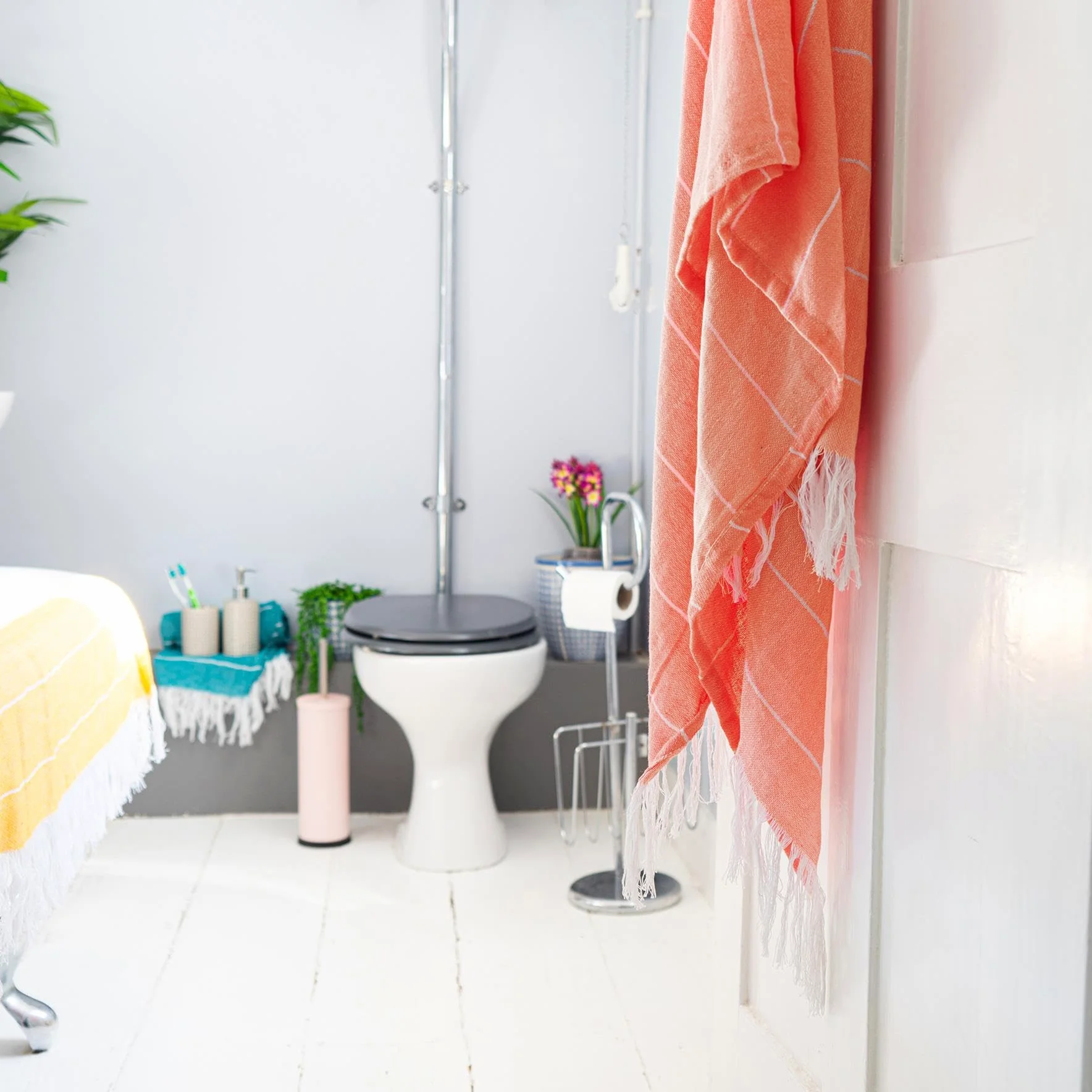 Nicola Spring Ensemble de 4 100% Coton Turc Serviettes | Plage Bain Gym Sauna | Hammam Peshtemal Fouta Style Throw Fiche - Cantaloup