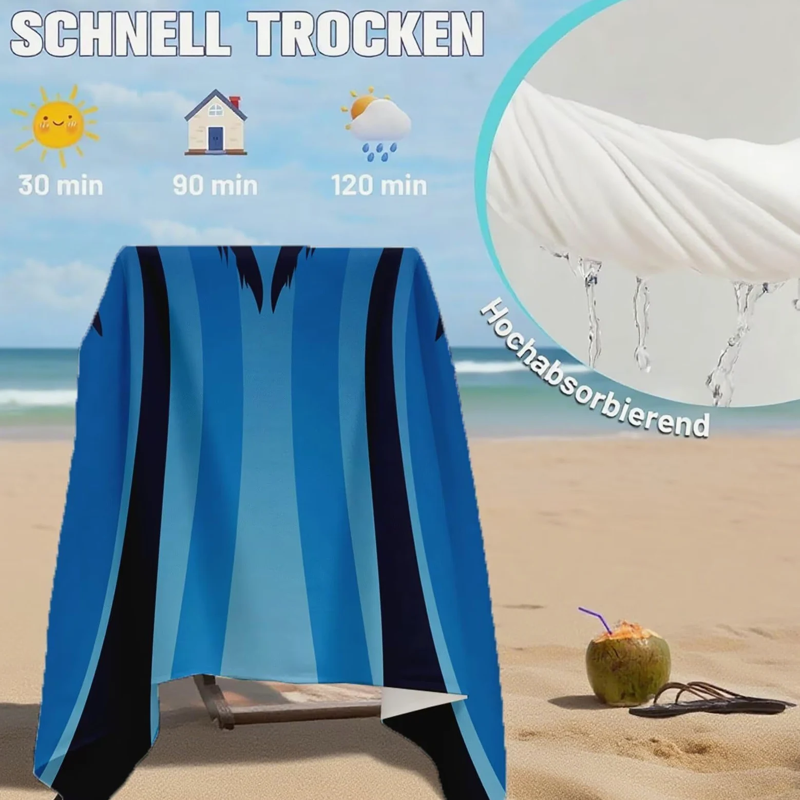 Serviette de Plage XXL 100x200 cm,Cocotier Serviette Plage Microfibre avec Séchage Rapide, Anti-Sable, Absorbante Fonction Design pour Vacances Piscine Pique-Nique Voyages Yoga, Cadeau Femme Q-623