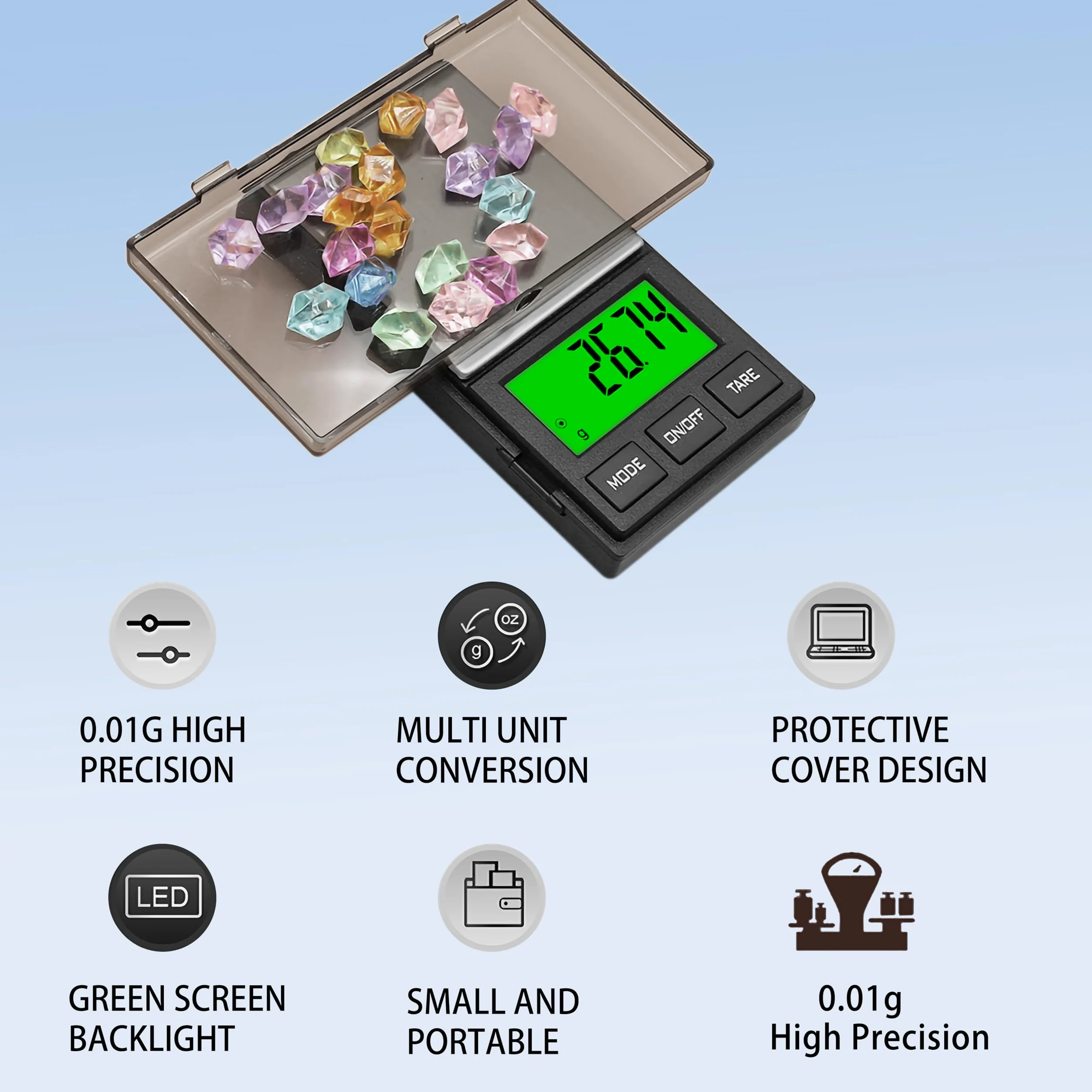 Balance numérique de précision en grammes, 1000 g x 0,01 g, balance de poche numérique, balance alimentaire, balance de bijoux, balance de café, balance de cuisine pour poudre, médicaments, or,